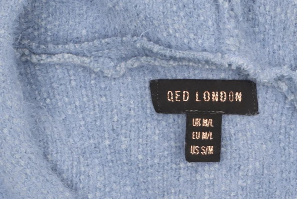 QED London Womens Blue Hooded Full Zip Knit Jumper Size M/L - Image 5