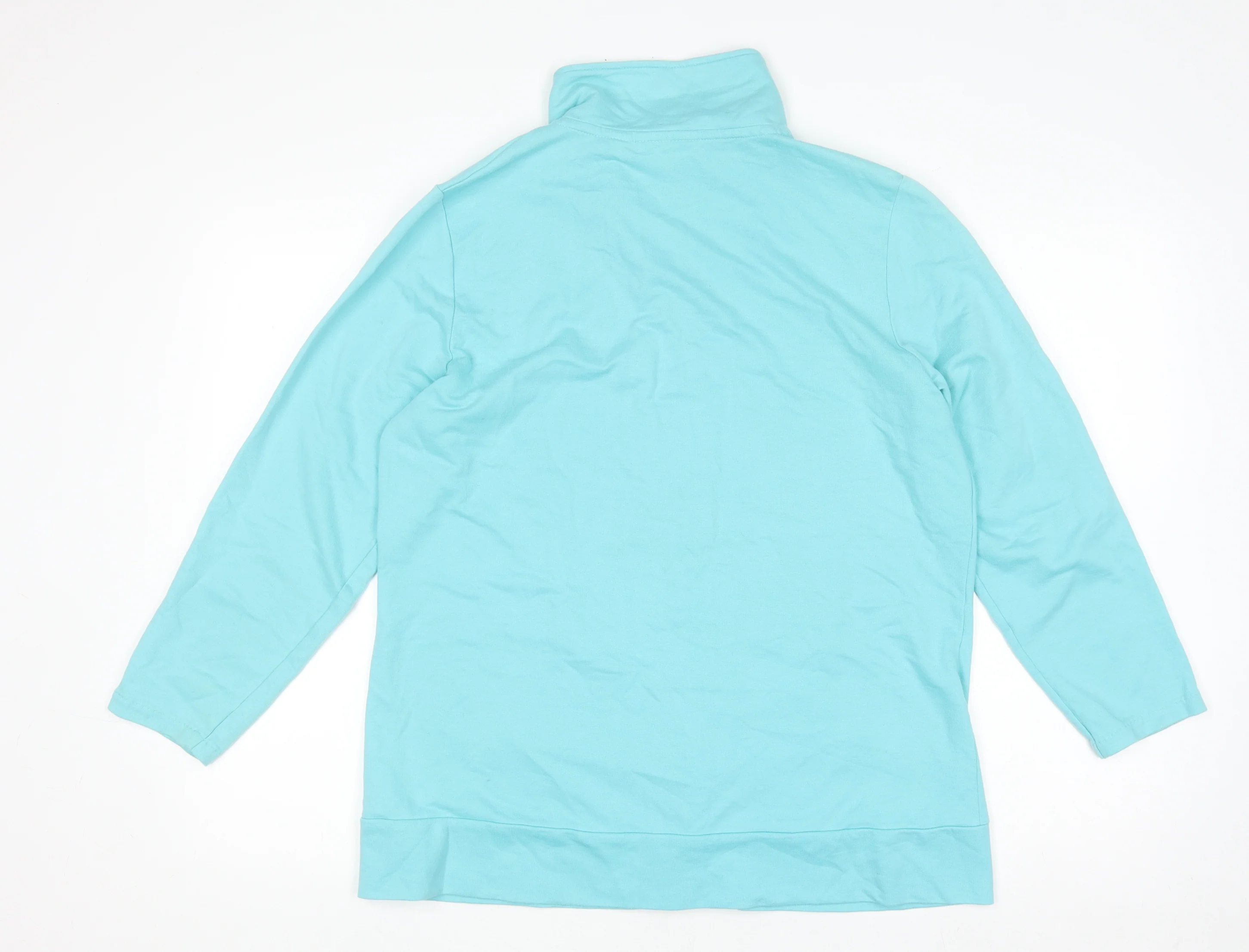 Quacker Factory Women Blue Rhinestone Full Zip Sweatshirt M - Image 3