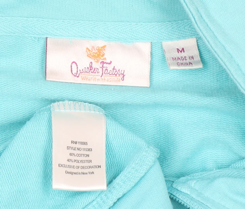 Quacker Factory Women Blue Rhinestone Full Zip Sweatshirt M - Image 4