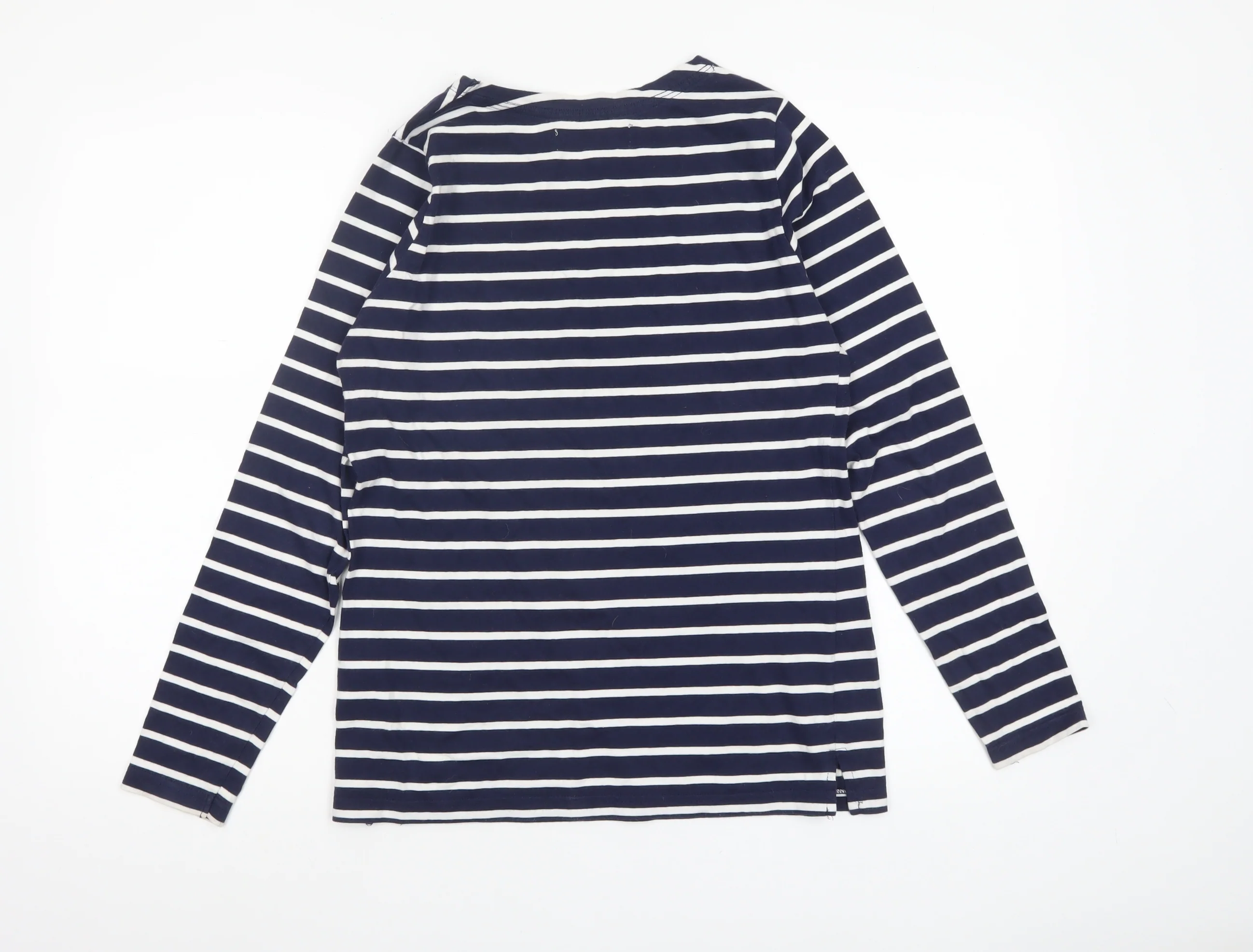 Quba & Co Womens Blue White Striped Cotton Long Sleeve Nautical Top Size 10 - Image 3
