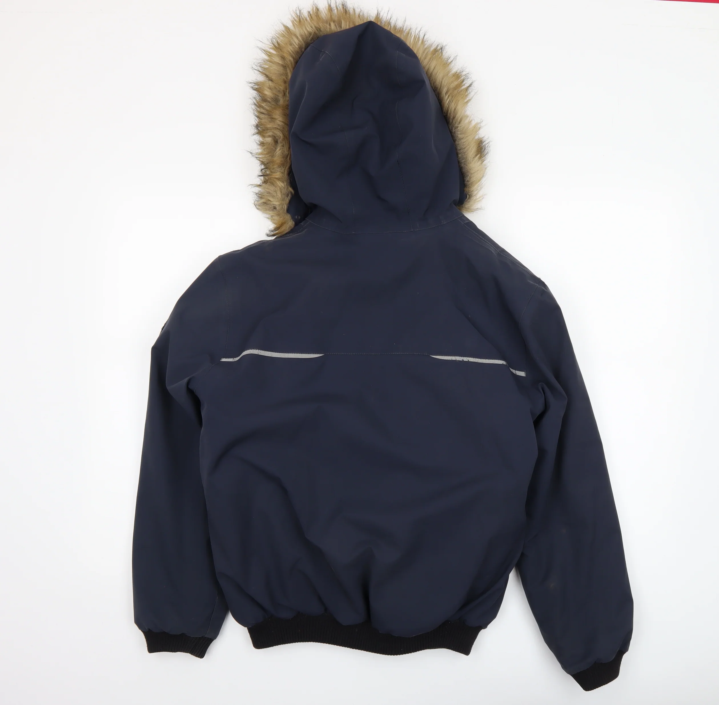 Quechua Boys Blue Waterproof Winter Parka Coat 10 Years Hooded Fur Trim - Image 3