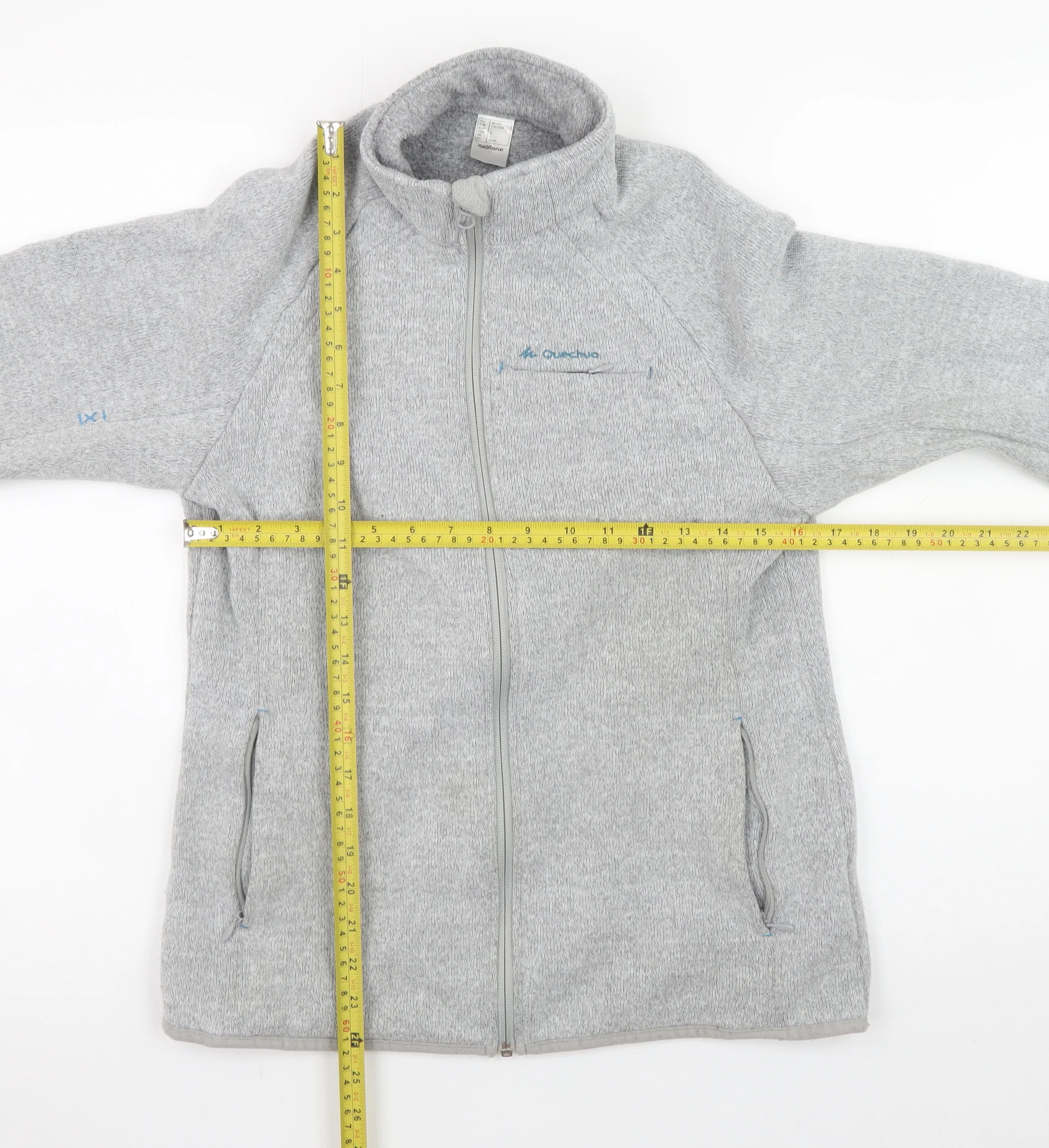 Quechua Men Grey Fleece Full Zip Outdoor Jacket Size L - Image 2