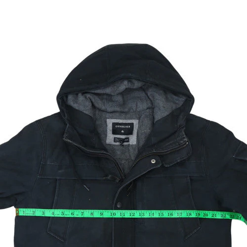 Quiksilver Men’s Black Hooded Parka Jacket Size M Cotton Blend - Image 2