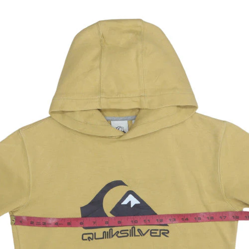 Quiksilver Men's Beige Pullover Hoodie M Logo Fleece Sweatshirt - Image 2