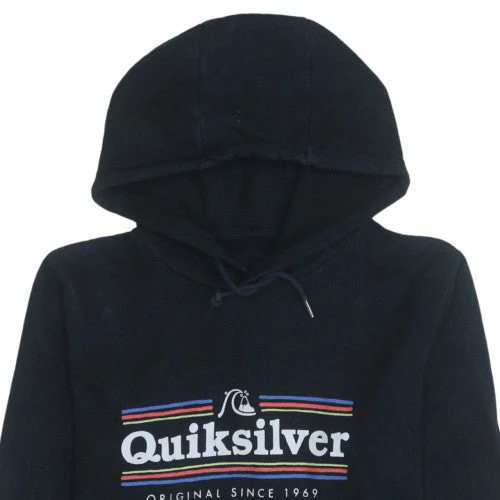Quiksilver Men's Black Pullover Hoodie Small Logo Graphic Sweatshirt - Image 8