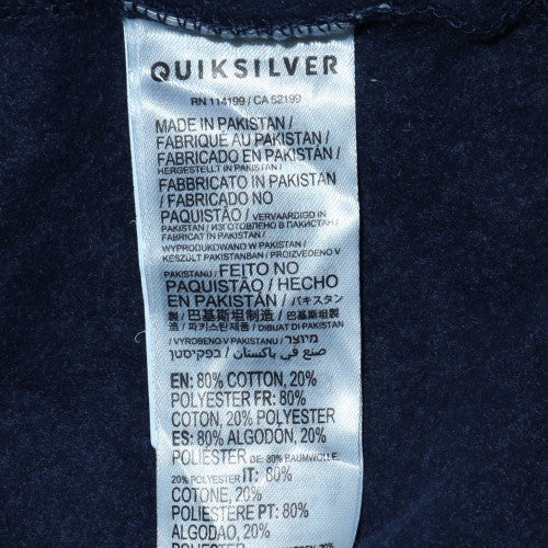 Quiksilver Men's Blue Full Zip Hoodie XS Lightweight Cotton Blend - Image 6