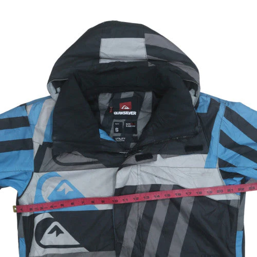 Quiksilver Men's Blue Geometric Hooded Ski Jacket Size S - Image 2