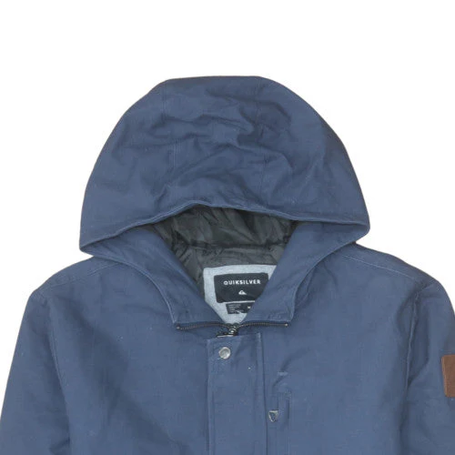 Quiksilver Mens Blue Hooded Parka Jacket Size M Cotton Blend - Image 7