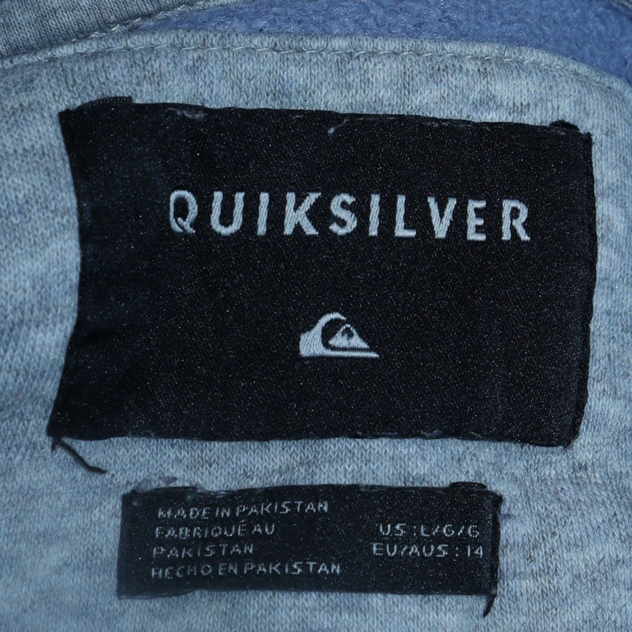 Quiksilver Men's Blue Pullover Hoodie Size L Graphic Logo Surf Style - Image 5