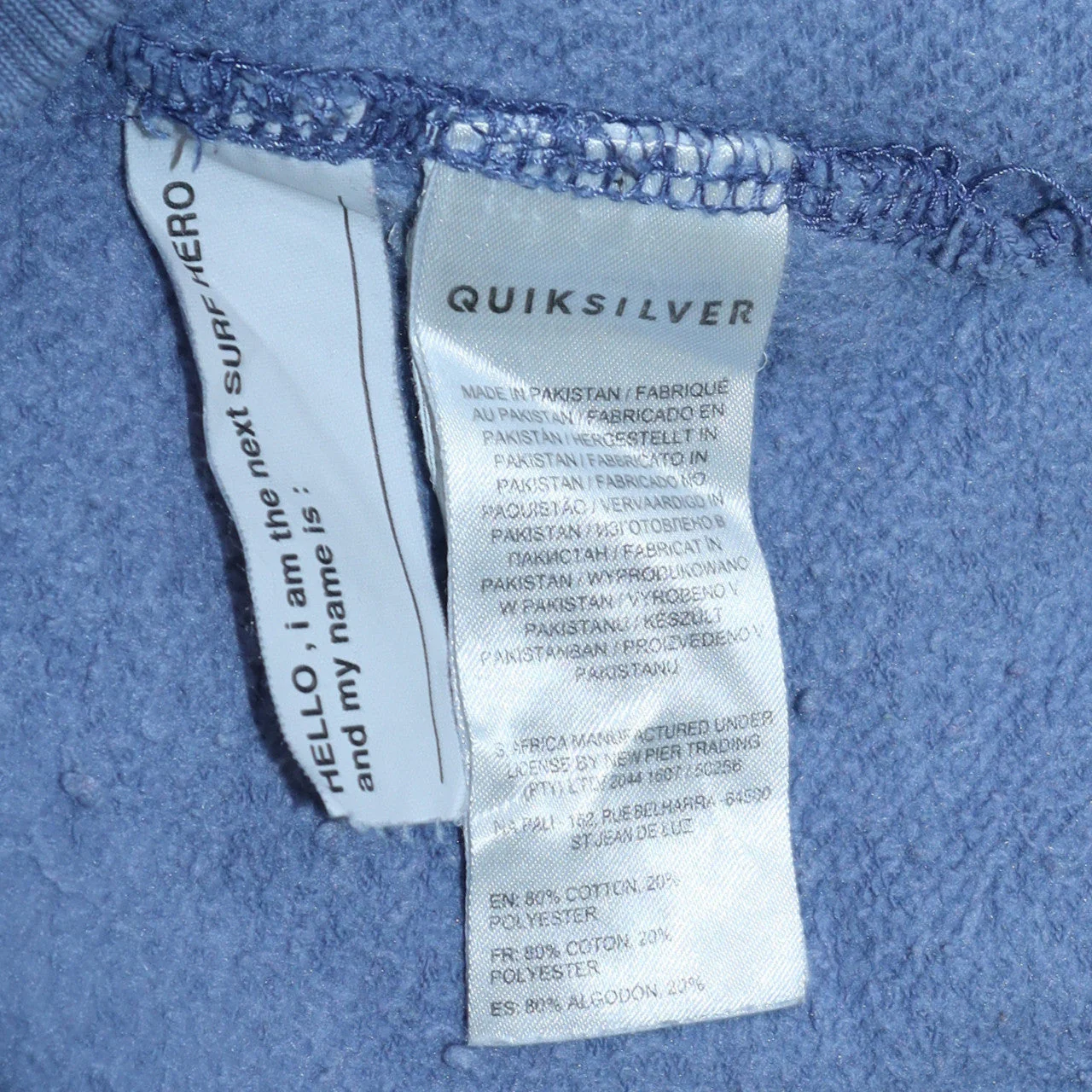 Quiksilver Men's Blue Pullover Hoodie Size L Graphic Logo Surf Style - Image 6