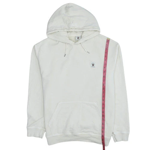 Quiksilver Men's White Pullover Hoodie L Cotton Logo - Image 3