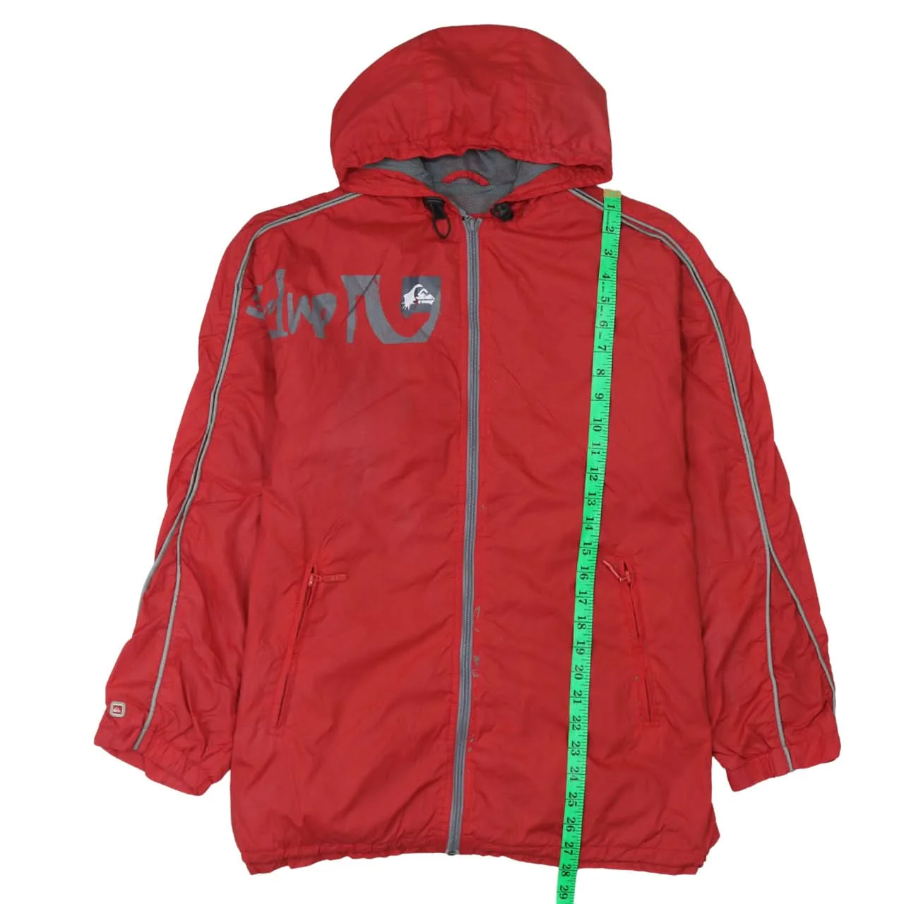 Quiksilver Womens Red Windbreaker Jacket Size 16 Hooded Full Zip - Image 2