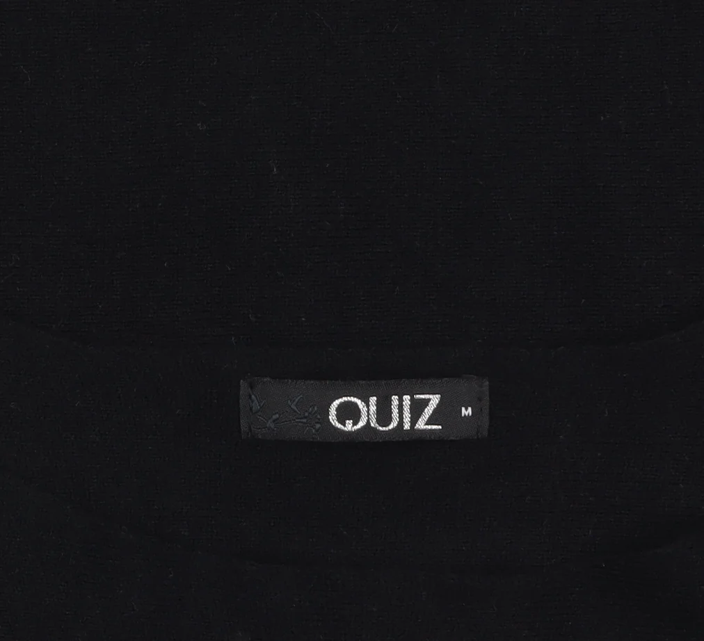 Quiz Women Black Embellished Lace Sleeve Boat Neck Jumper M - Image 5