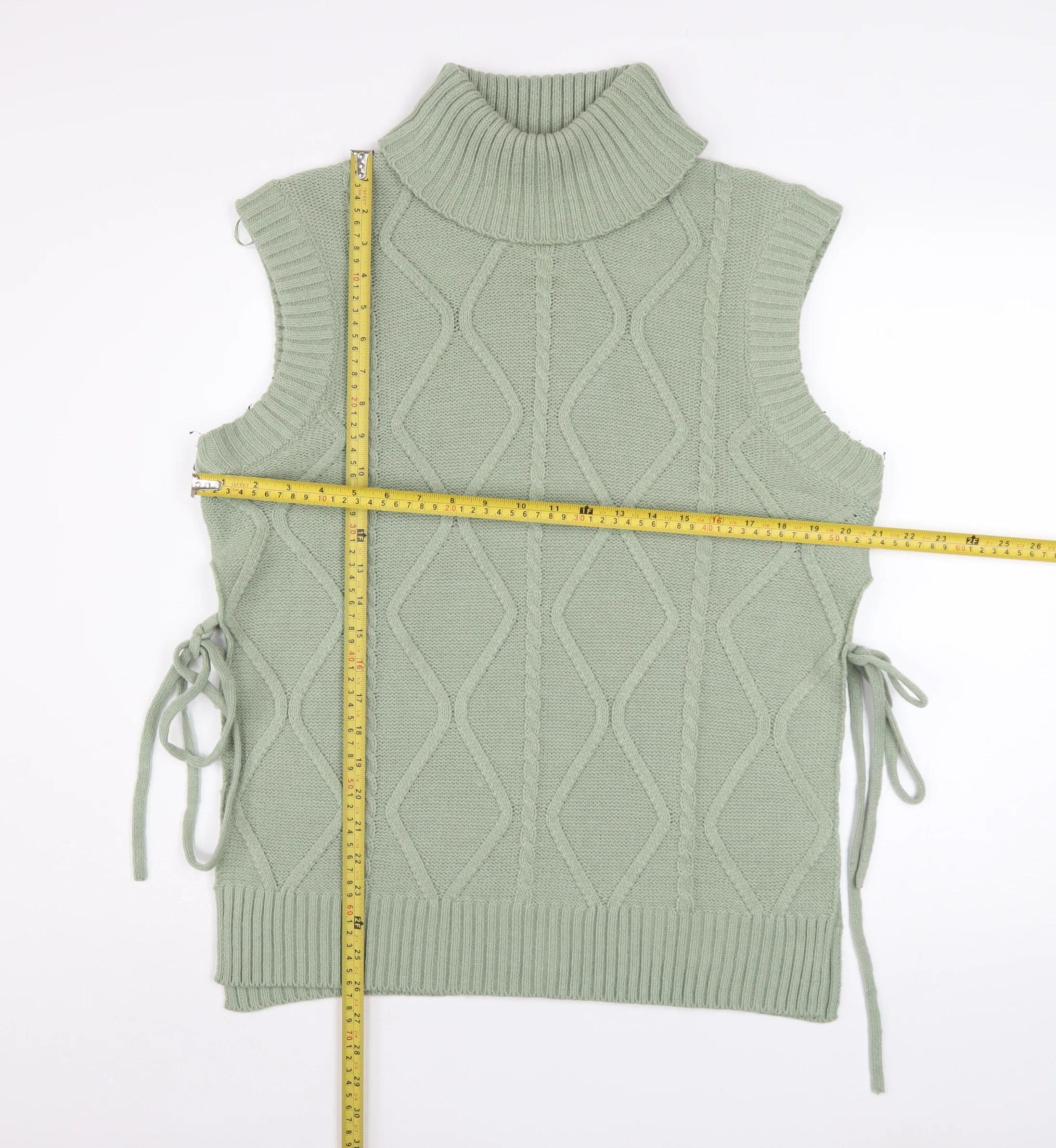 Quiz Women’s Green Roll Neck Cable Knit Sleeveless Vest Jumper Size S - Image 2