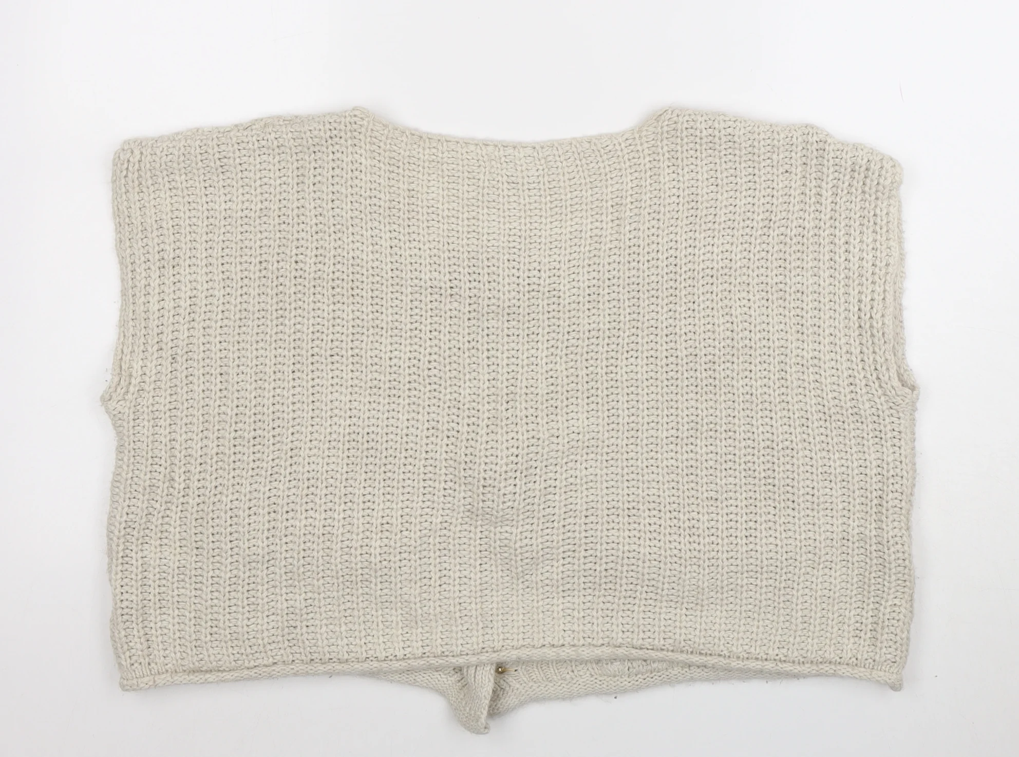 Quiz Women's Beige Sleeveless Chunky Knit Button Cardigan S - Image 3
