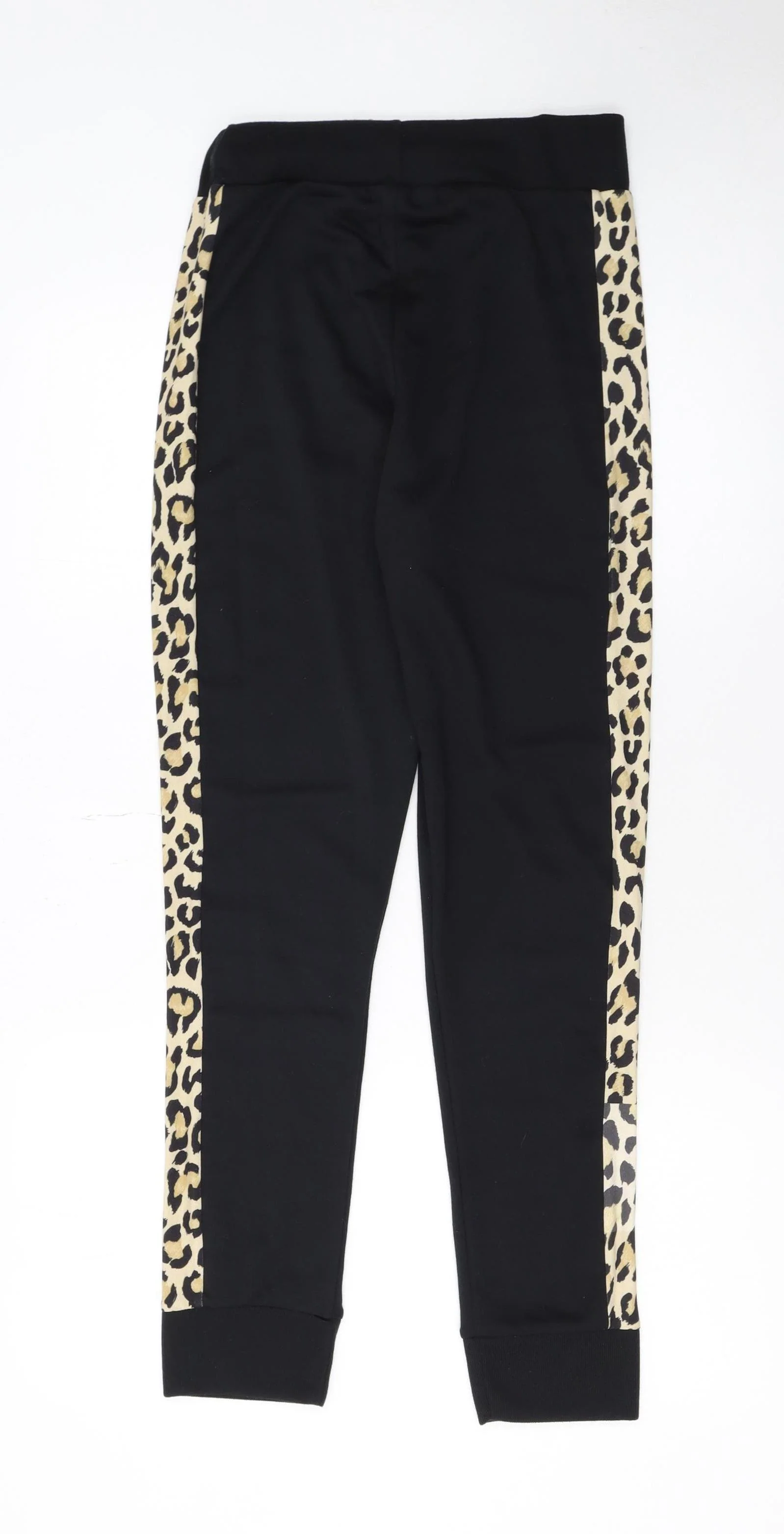Quiz Womens Black Leopard Side Panel Jogger Trousers Size 8 - Image 3