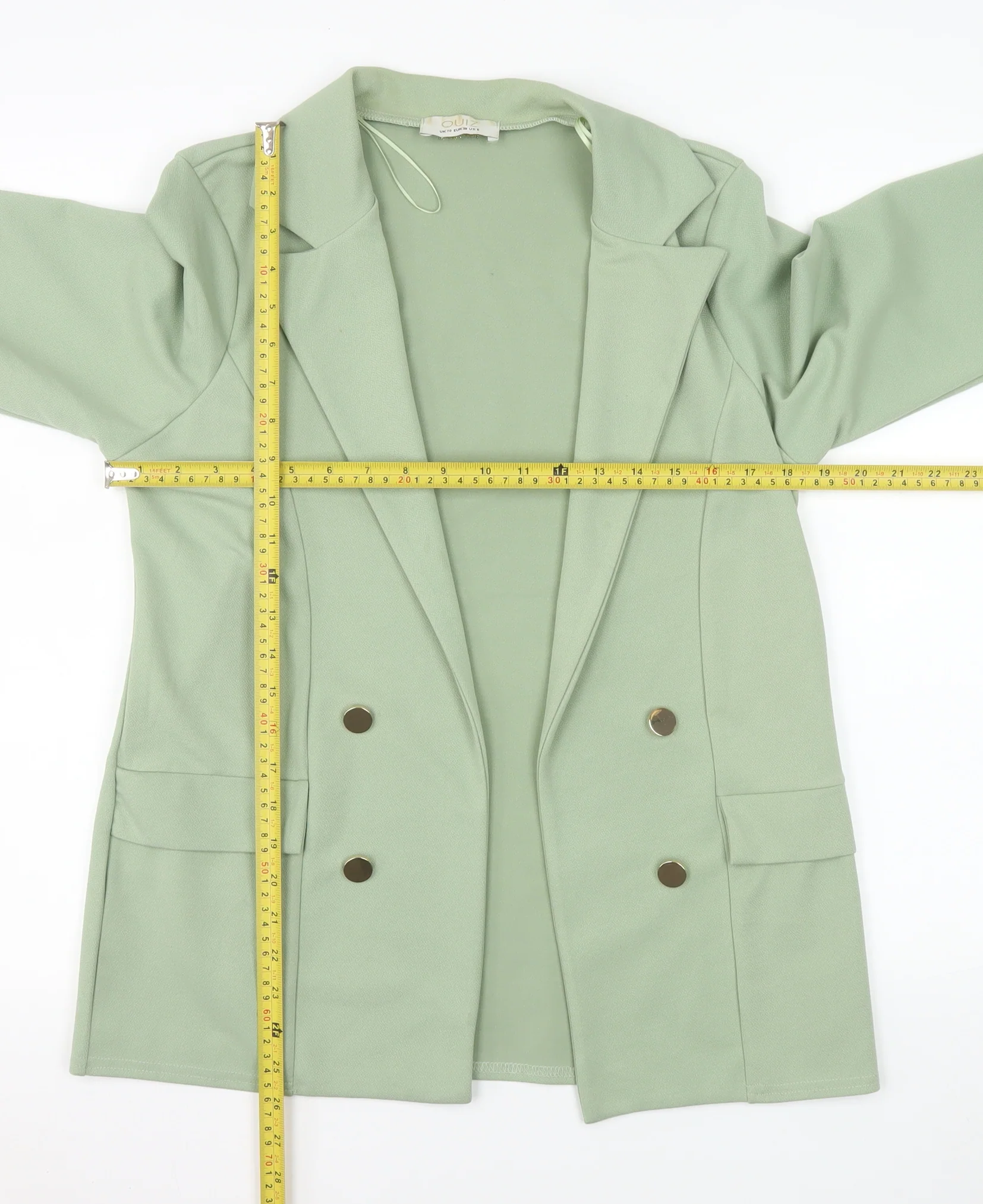 Quiz Women's Green Double Breasted Blazer UK 10 Regular Fit - Image 2