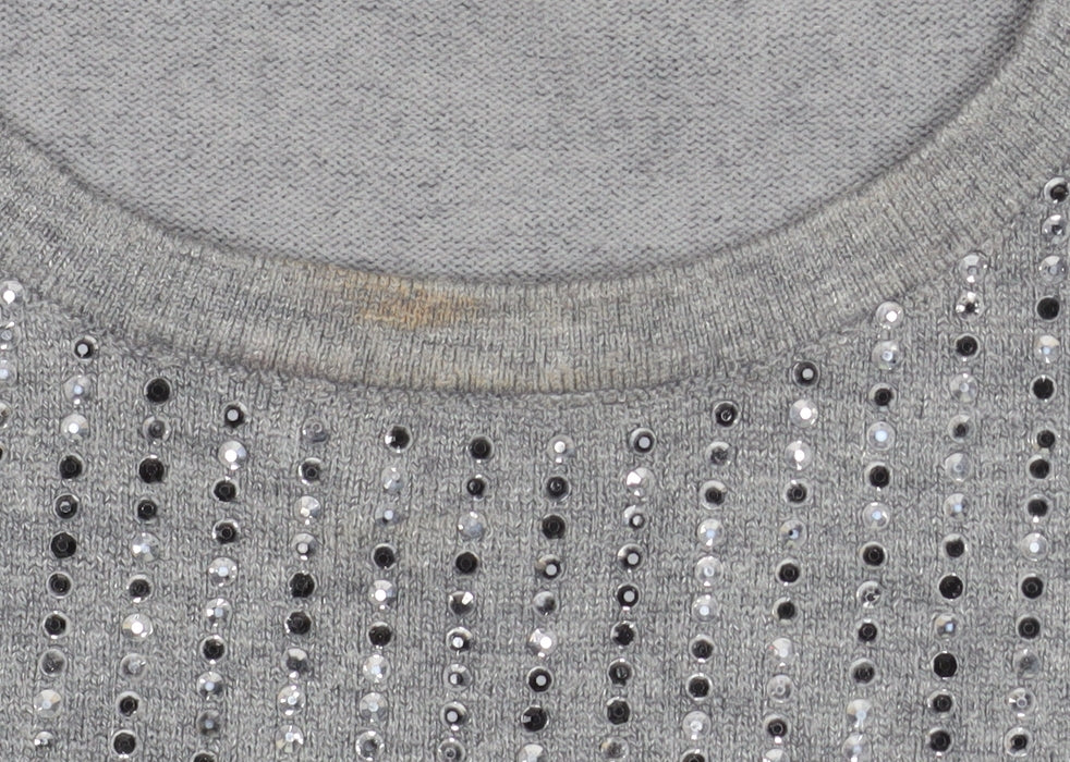 Quiz Womens Grey Sequin Puff Sleeve Pullover Jumper Size L - Image 5