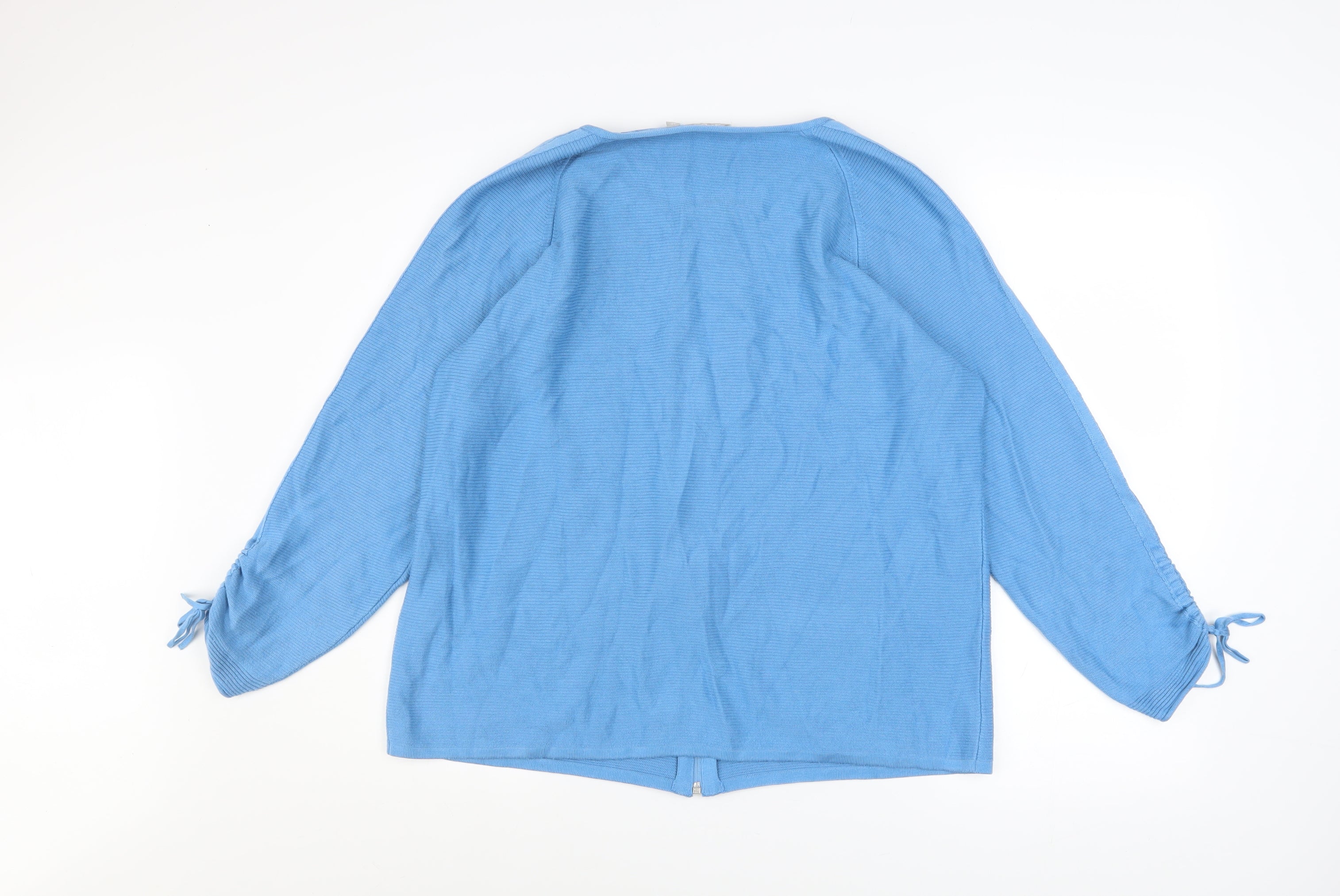 Rabe Women Blue Cotton Blend Zip Knit Jacket Size 18 - Image 3