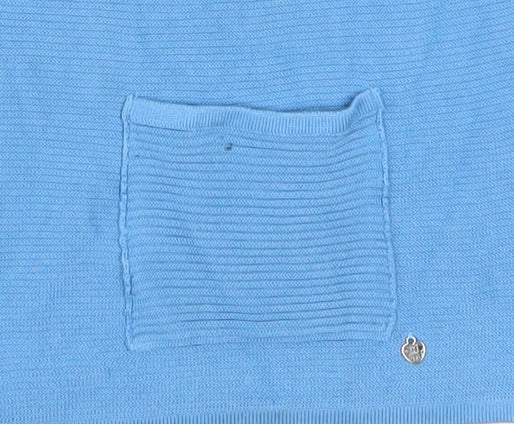 Rabe Women Blue Cotton Blend Zip Knit Jacket Size 18 - Image 6