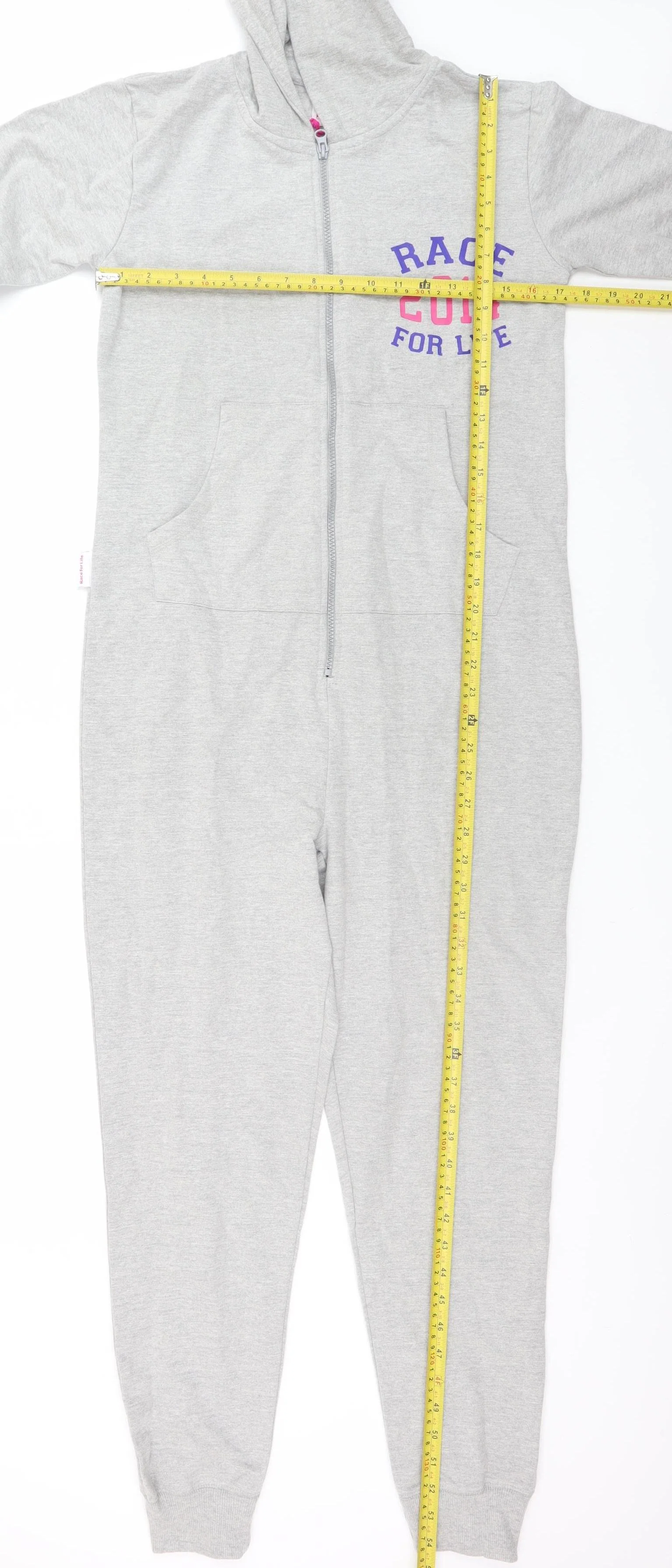 Race for Life Women’s Grey Hooded One Piece S Zip Lounge Wear - Image 2
