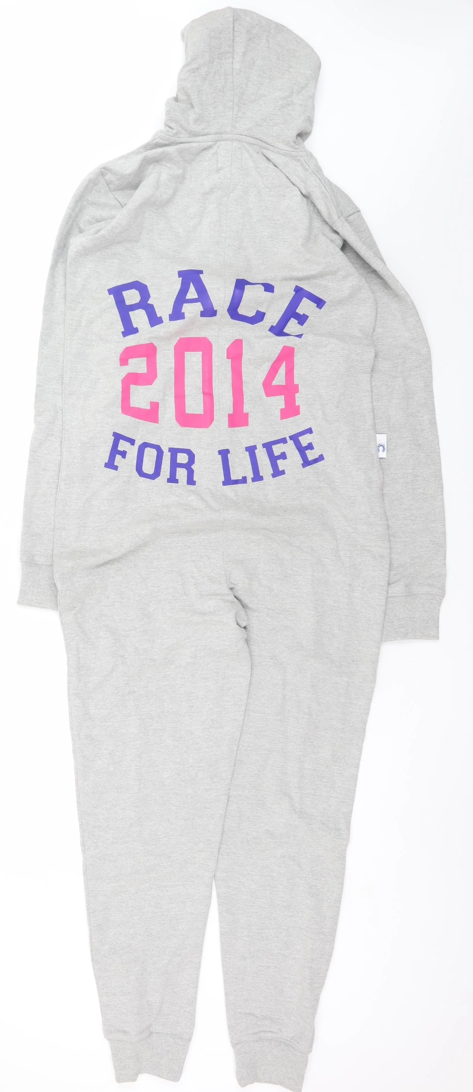 Race for Life Women’s Grey Hooded One Piece S Zip Lounge Wear - Image 3