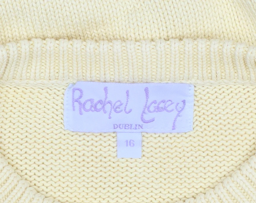 Rachel Lacey Womens Yellow Cotton Crew Neck Jumper Size 16 - Image 4