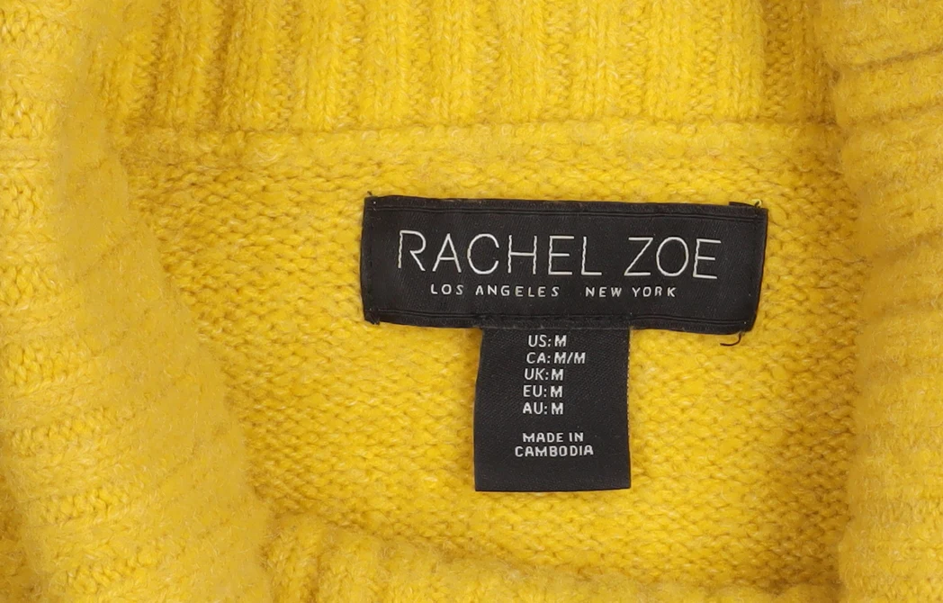 Rachel Zoe Women Yellow Roll Neck Wool Blend Jumper Size M - Image 4