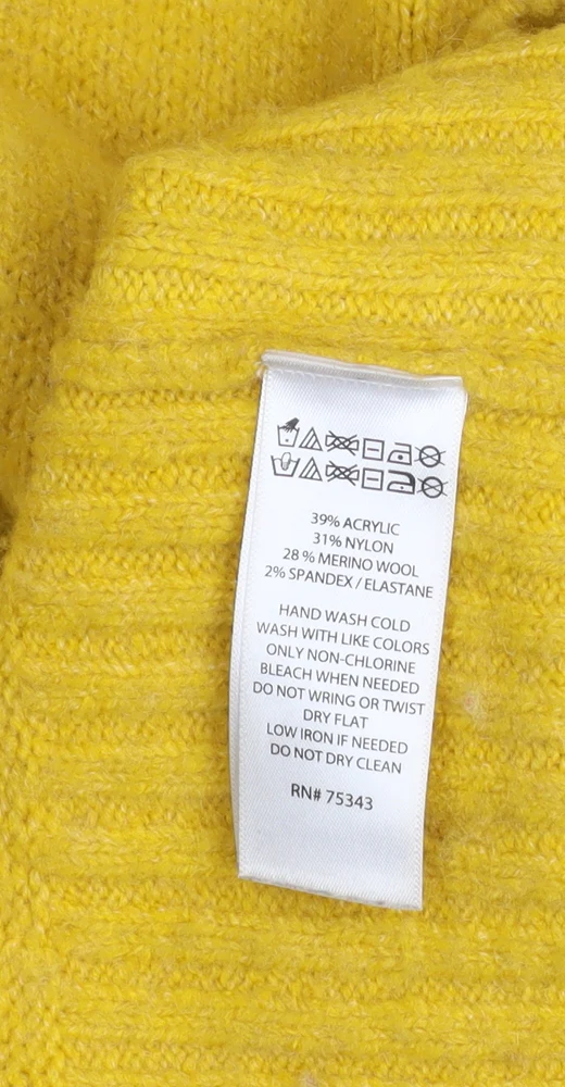 Rachel Zoe Women Yellow Roll Neck Wool Blend Jumper Size M - Image 5