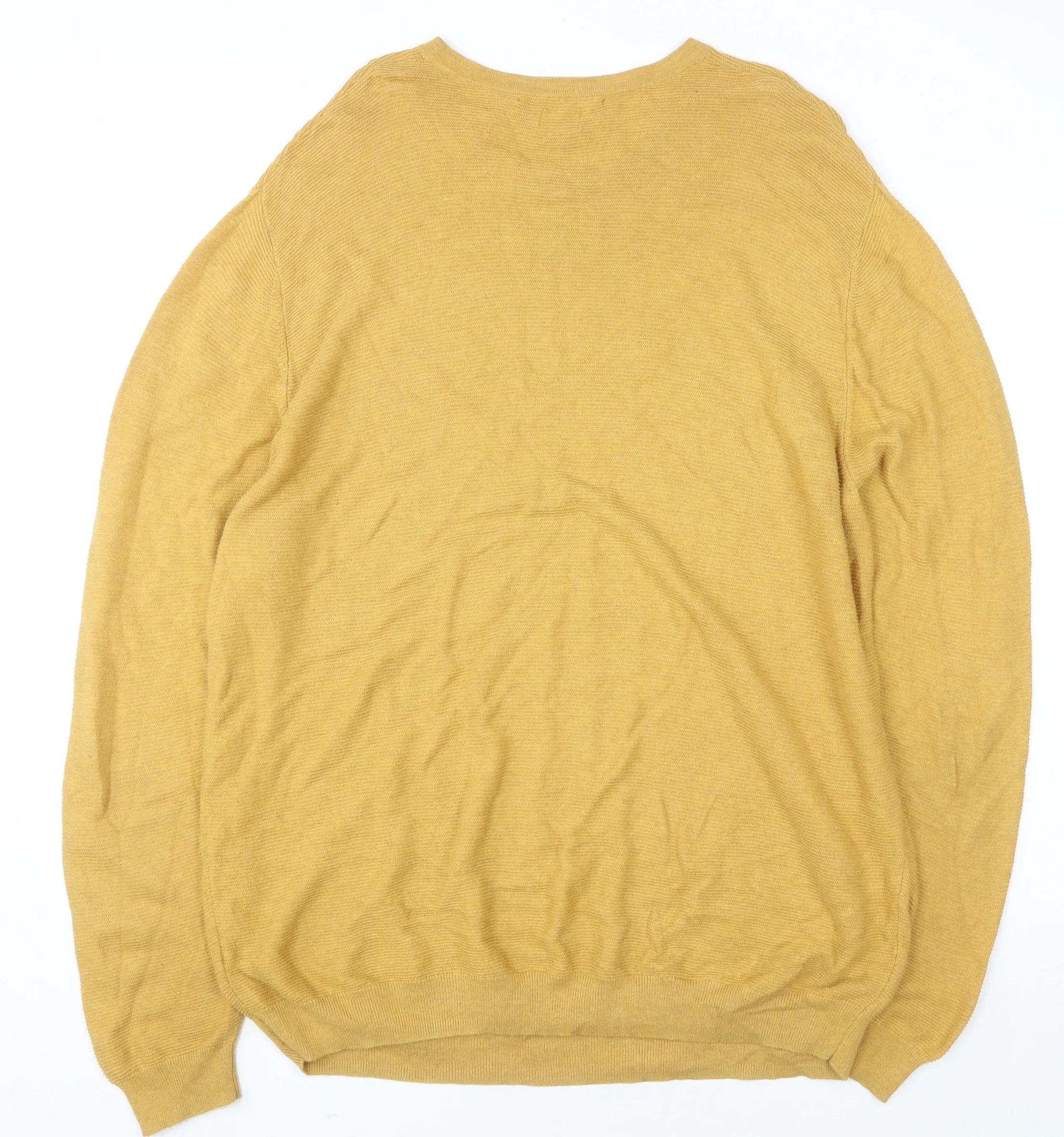 Racing Green Men’s Yellow Cotton Crew Neck Pullover Jumper XL - Image 3