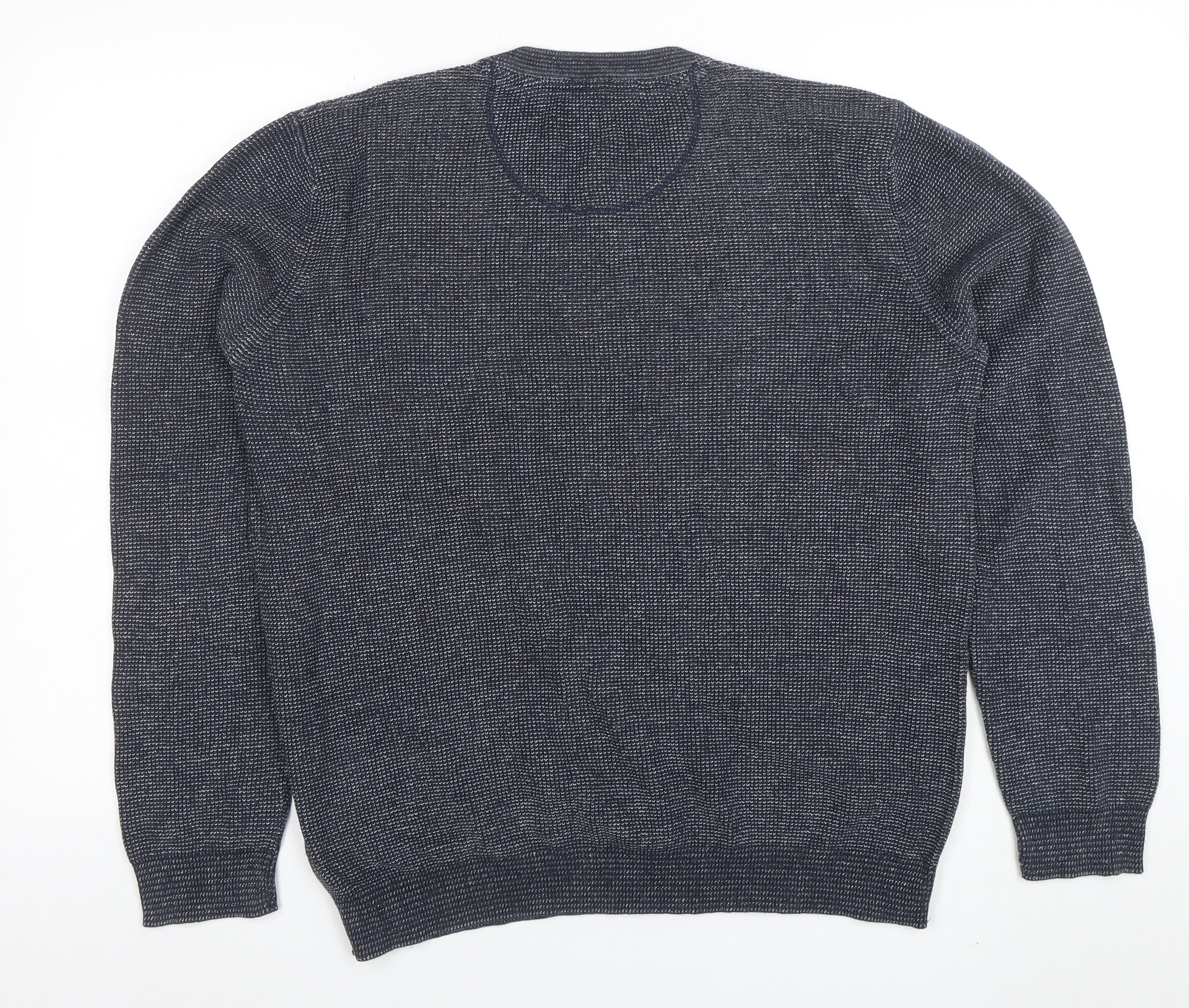 Racing Green Men's Blue Cotton Crew Neck Jumper Size M - Image 3