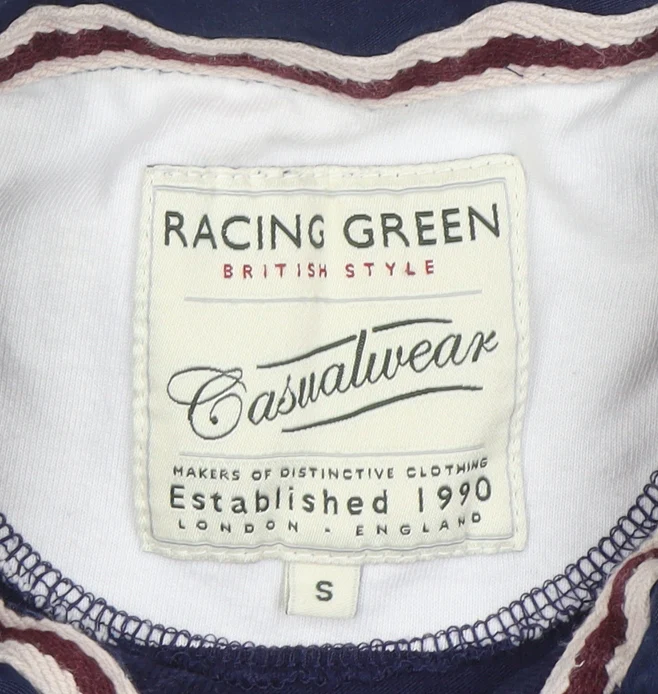 Racing Green Men's Blue Striped Polo Shirt Size S Casual Cotton Top - Image 4