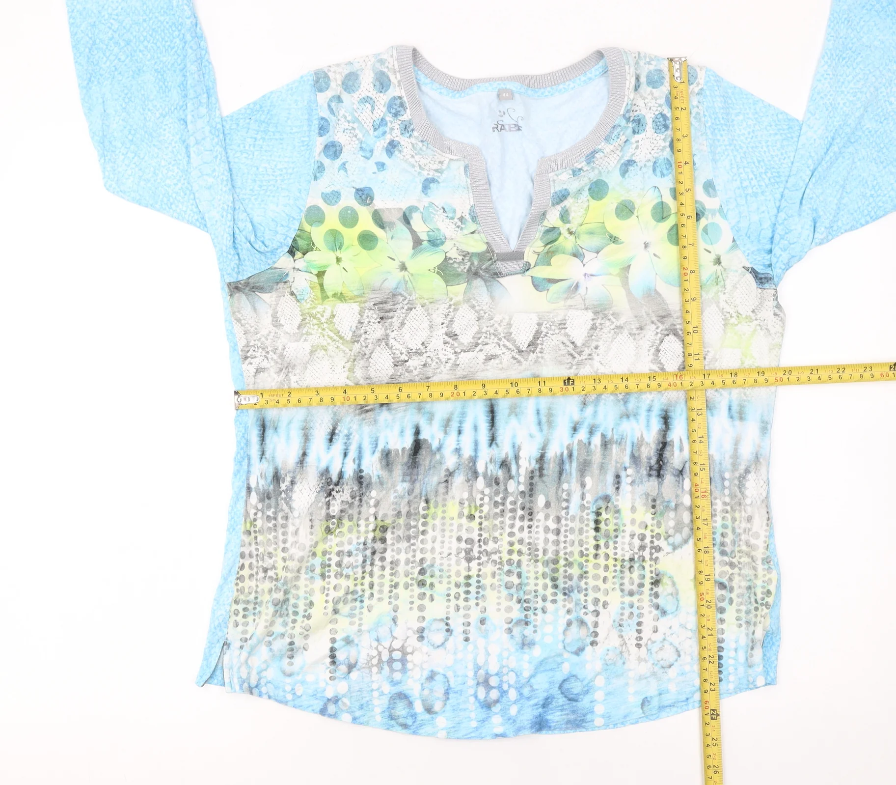 Raer Women Blue Multicoloured 3/4 Sleeve Viscose Tunic Top Size 16 - Image 2