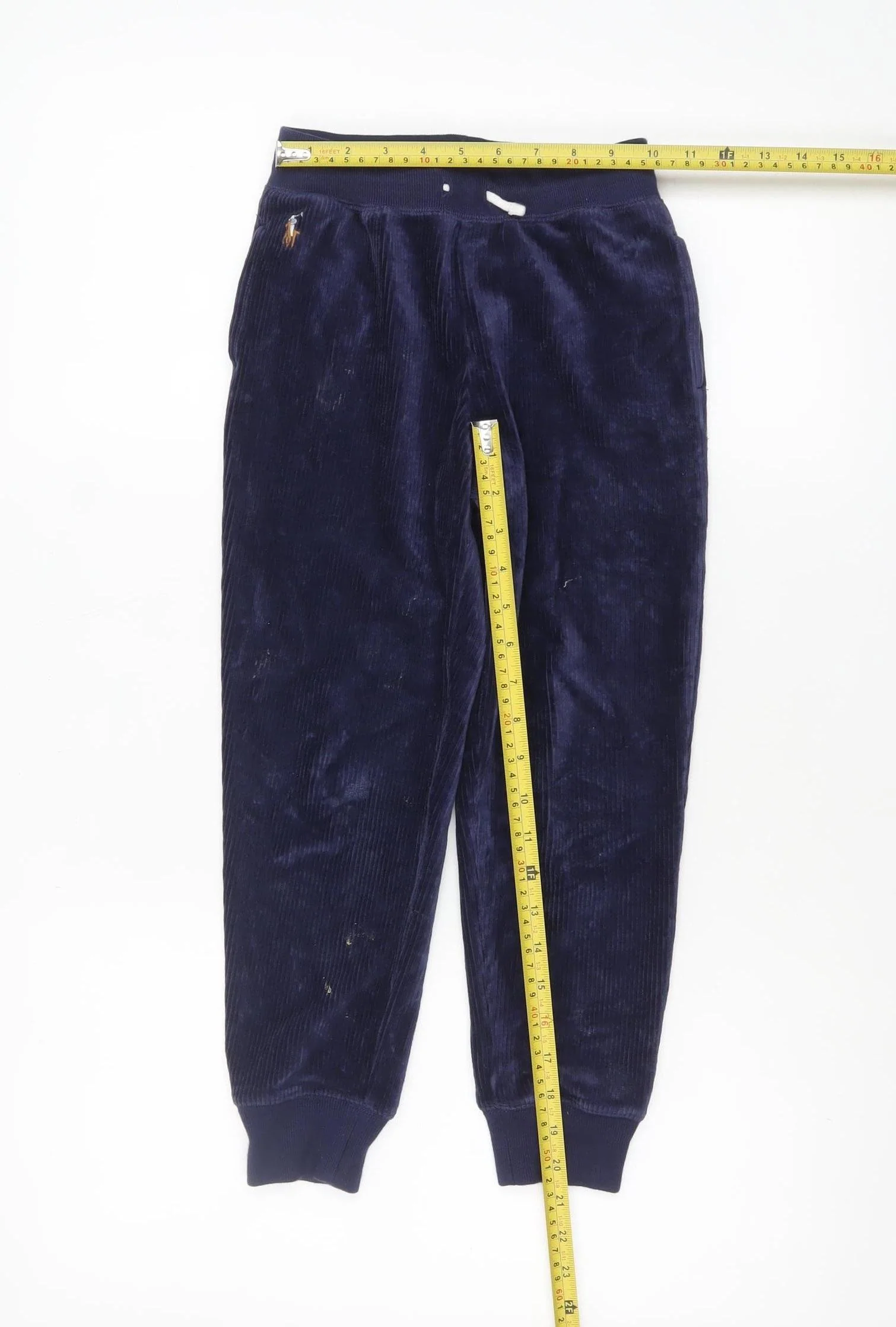 Ralph Lauren Boys Blue Velour Jogger Trousers 7 Years - Image 2