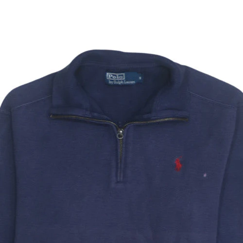 Ralph Lauren Men's Blue 1/4 Zip Cotton Mock Neck Sweatshirt Size S - Image 8