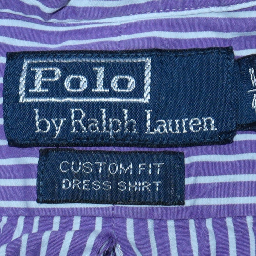 Ralph Lauren Men's Purple Striped Button-Down Long Sleeve Cotton Shirt L - Image 5