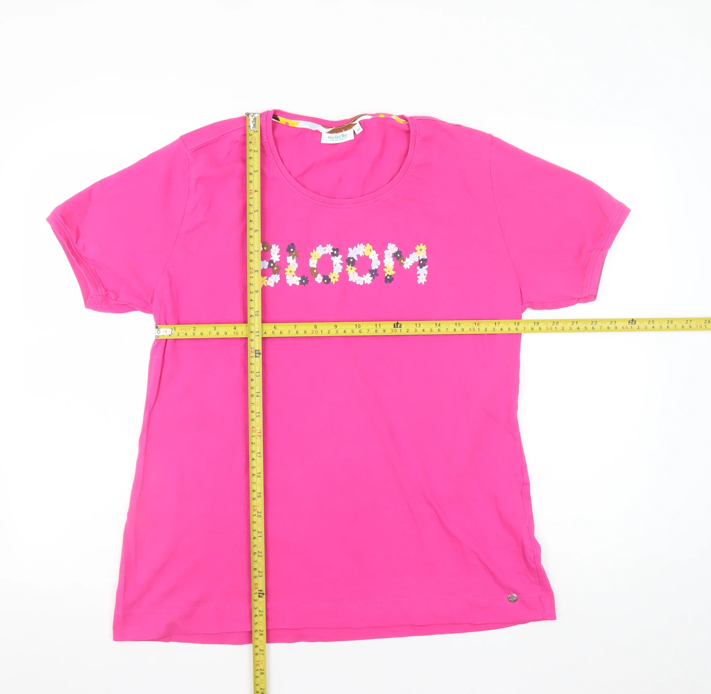 Rebelle by Pastunette Women's Pink Organic Cotton Bloom T-Shirt Size 18 - Image 2