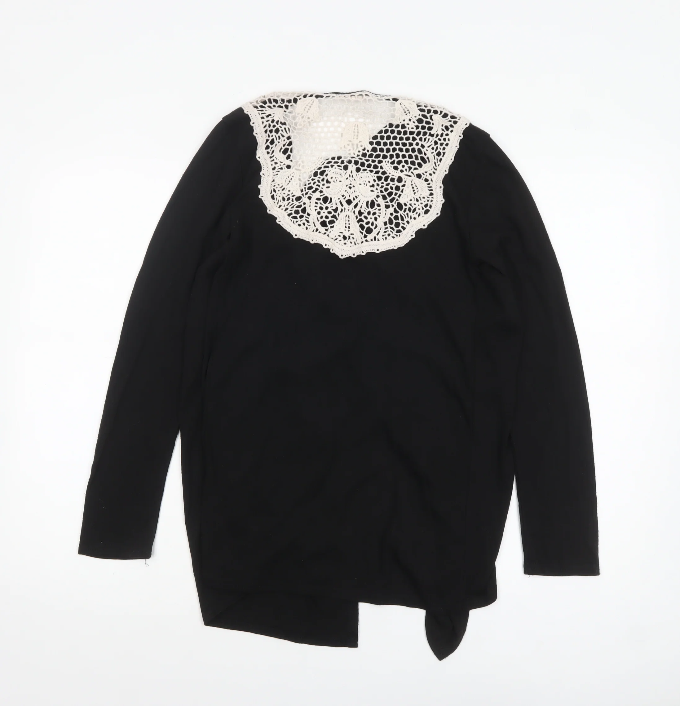 Rebellion Womens Black Crochet Trim Open Cardigan M - Image 3