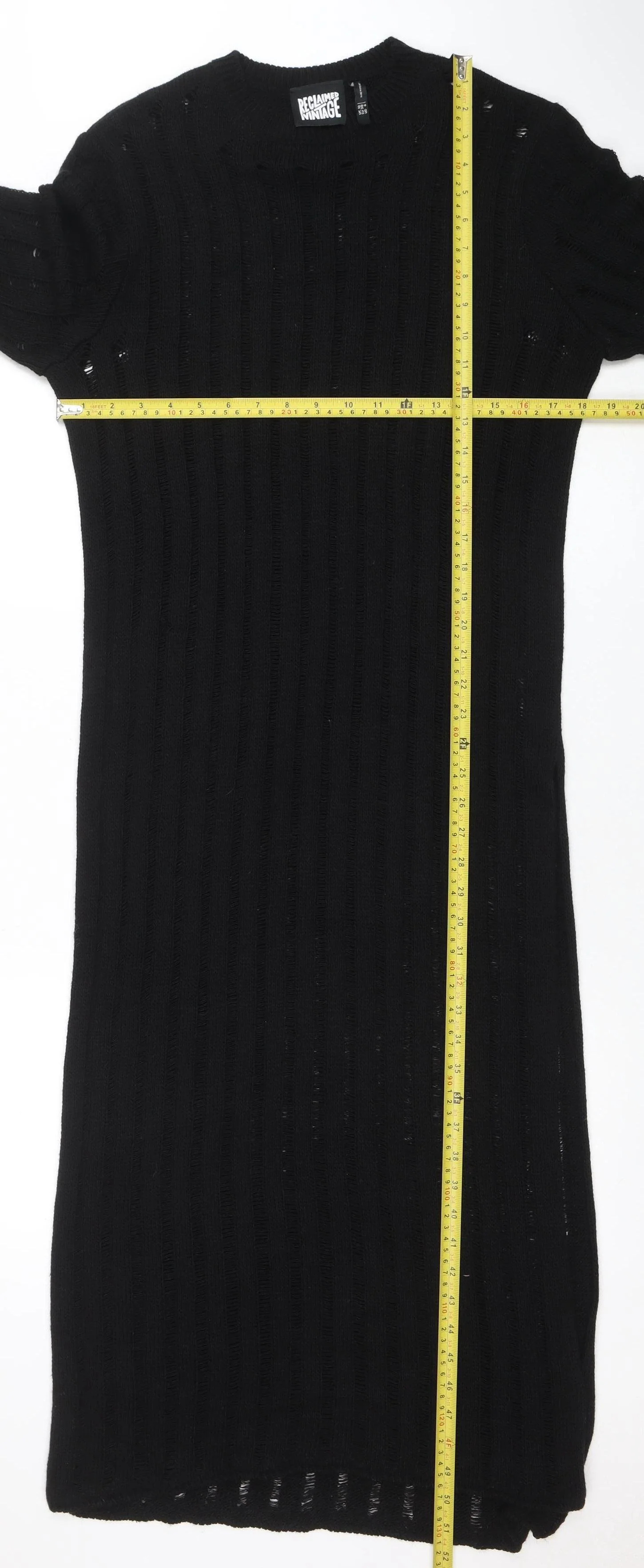 Reclaimed Vintage Women’s Black Long Sleeve Knit Bodycon Midi Dress Size 10 - Image 2