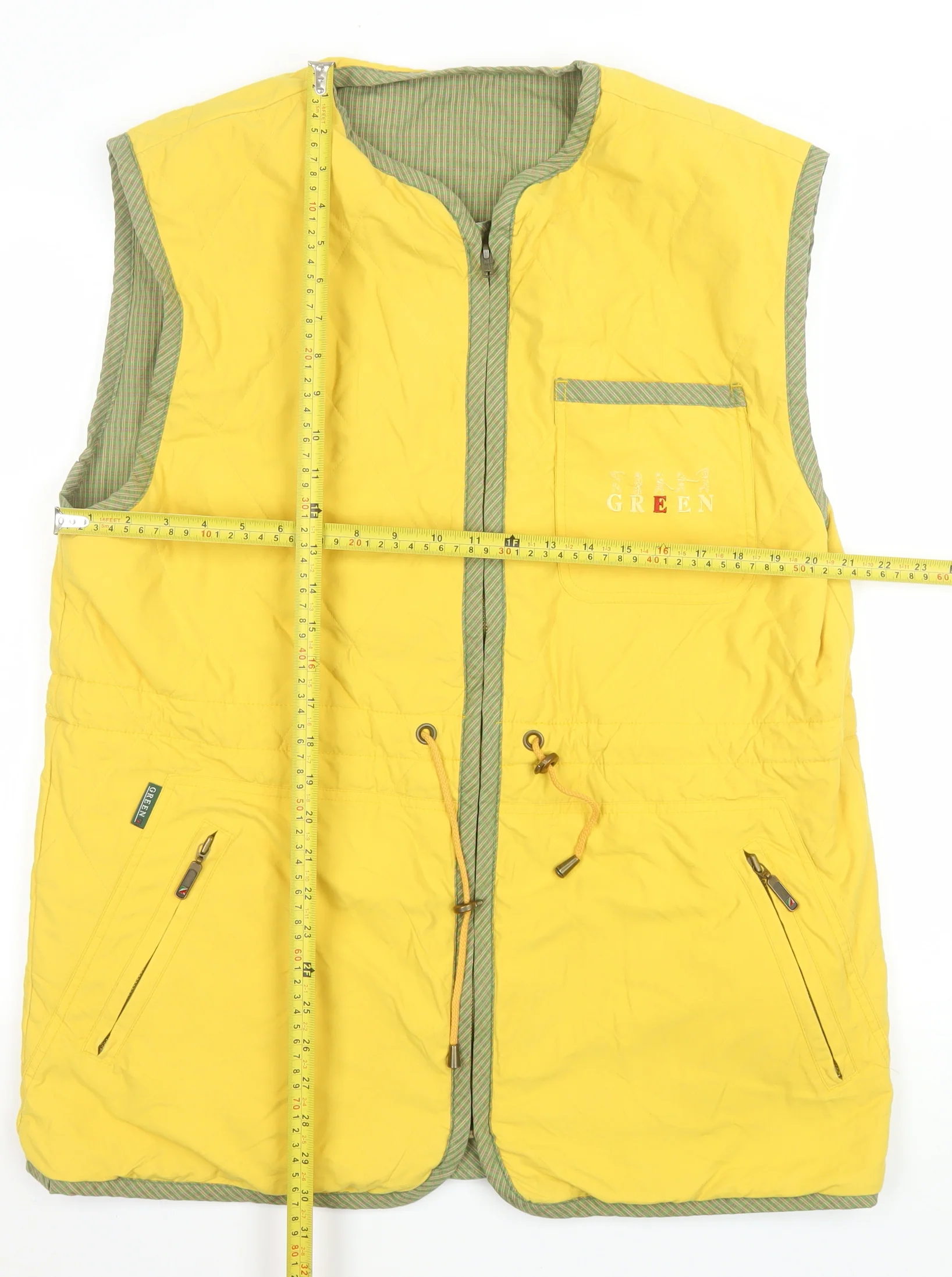 Red/Green Men's Yellow Polyamide Bodywarmer Waistcoat M - Image 2