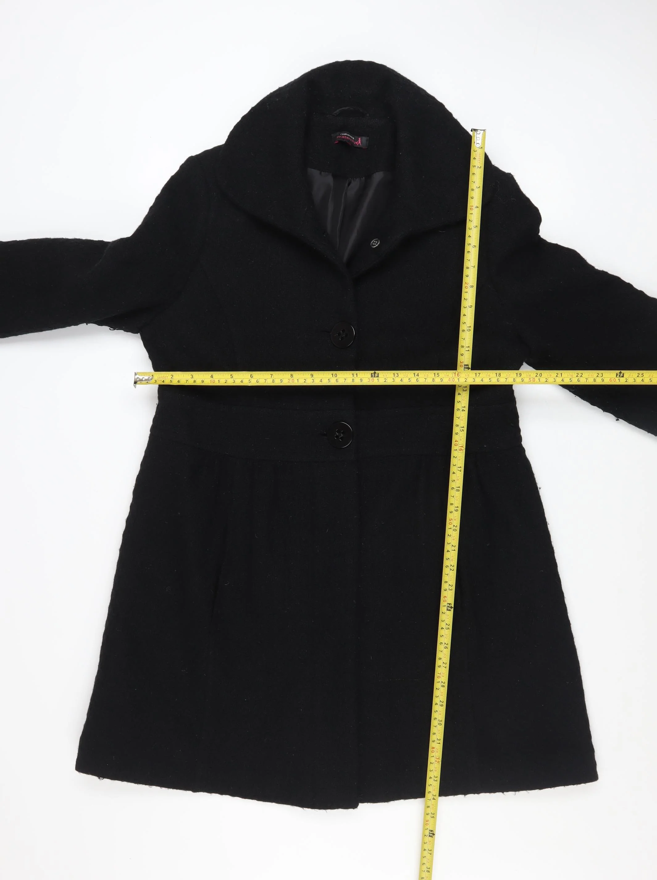 Red Herring Maternity Women's Black Wool Blend Mid-Length Coat Size 12 - Image 2