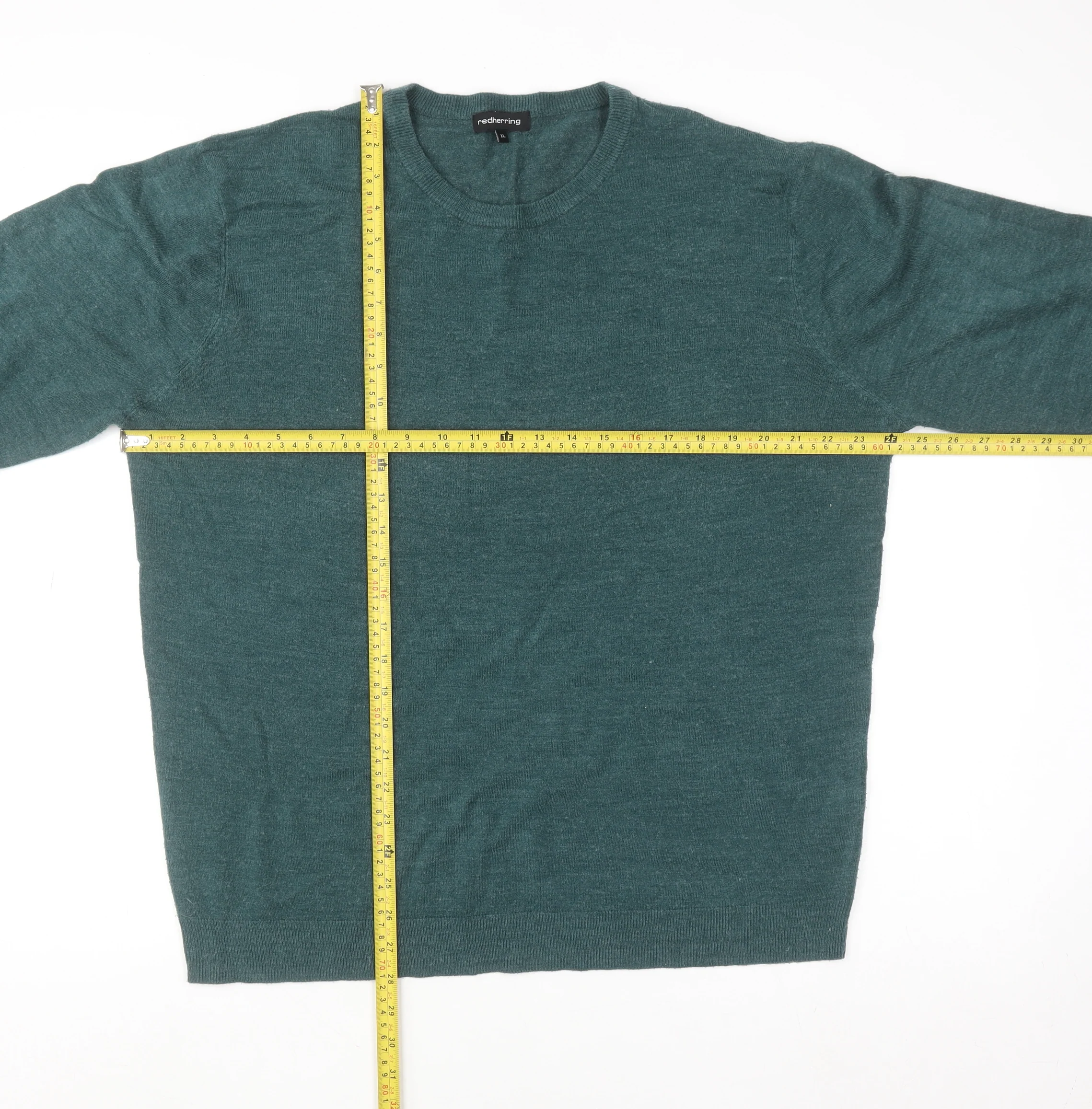 Red Herring Men’s Green XL Crew Neck Acrylic Jumper - Image 2