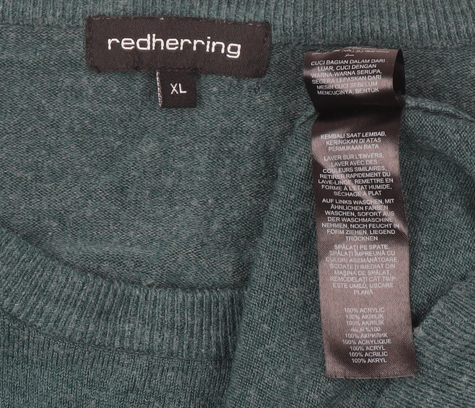 Red Herring Men’s Green XL Crew Neck Acrylic Jumper - Image 4