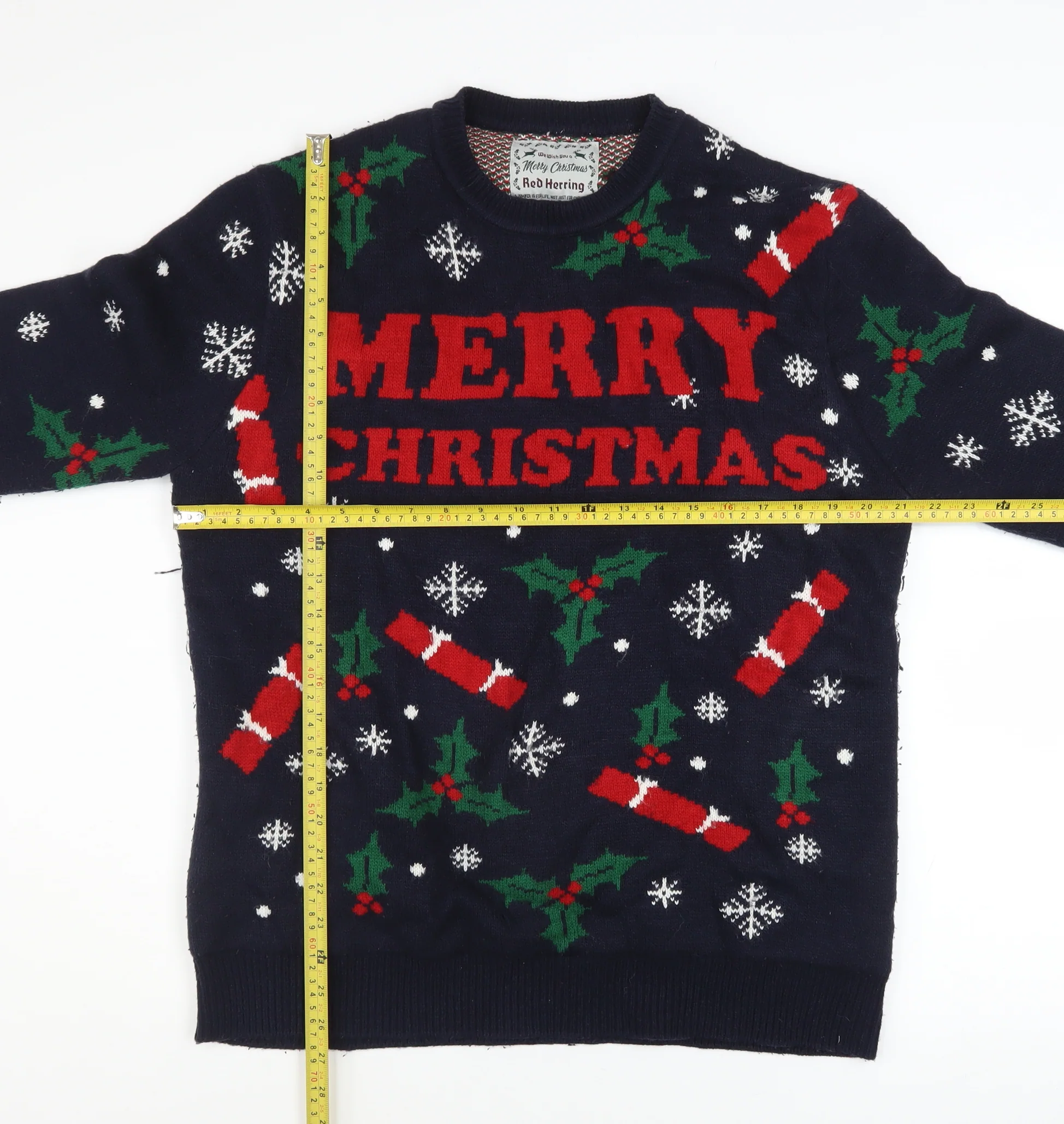 Red Herring Men's Blue Christmas Graphic Pullover Jumper Size L - Image 2
