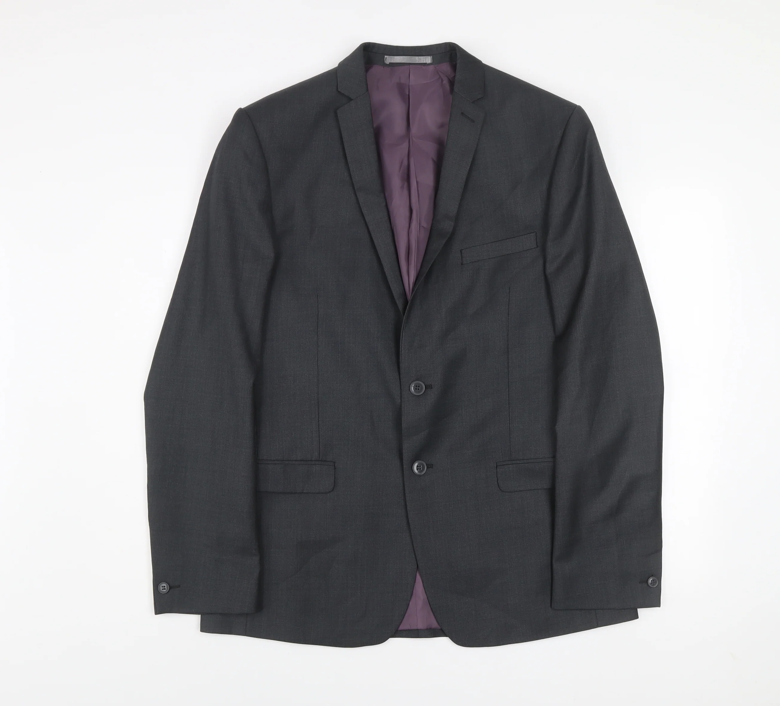 Red Herring Men's Grey 42L Long Regular Fit Two-Button Suit Jacket