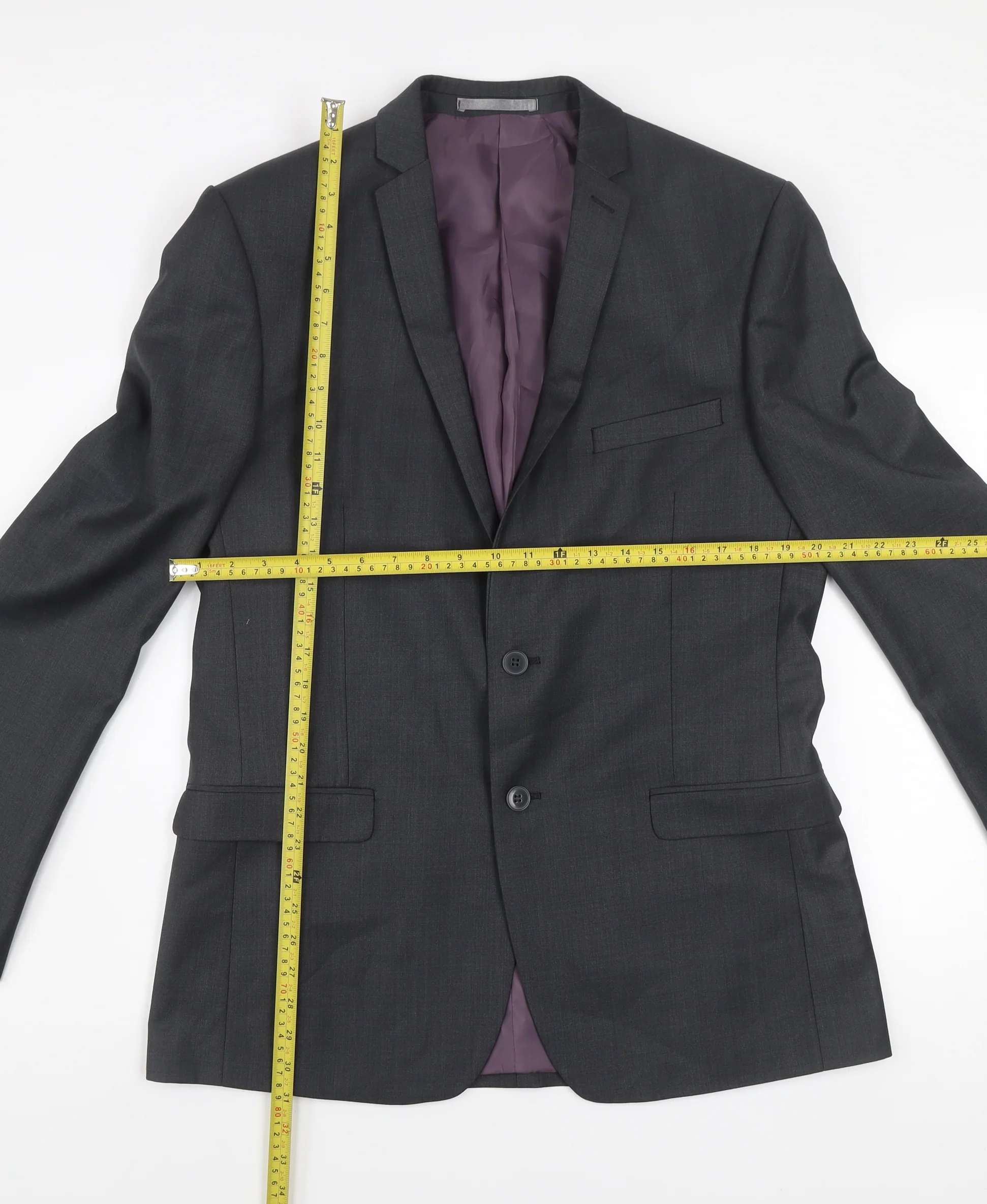 Red Herring Men's Grey 42L Long Regular Fit Two-Button Suit Jacket - Image 2