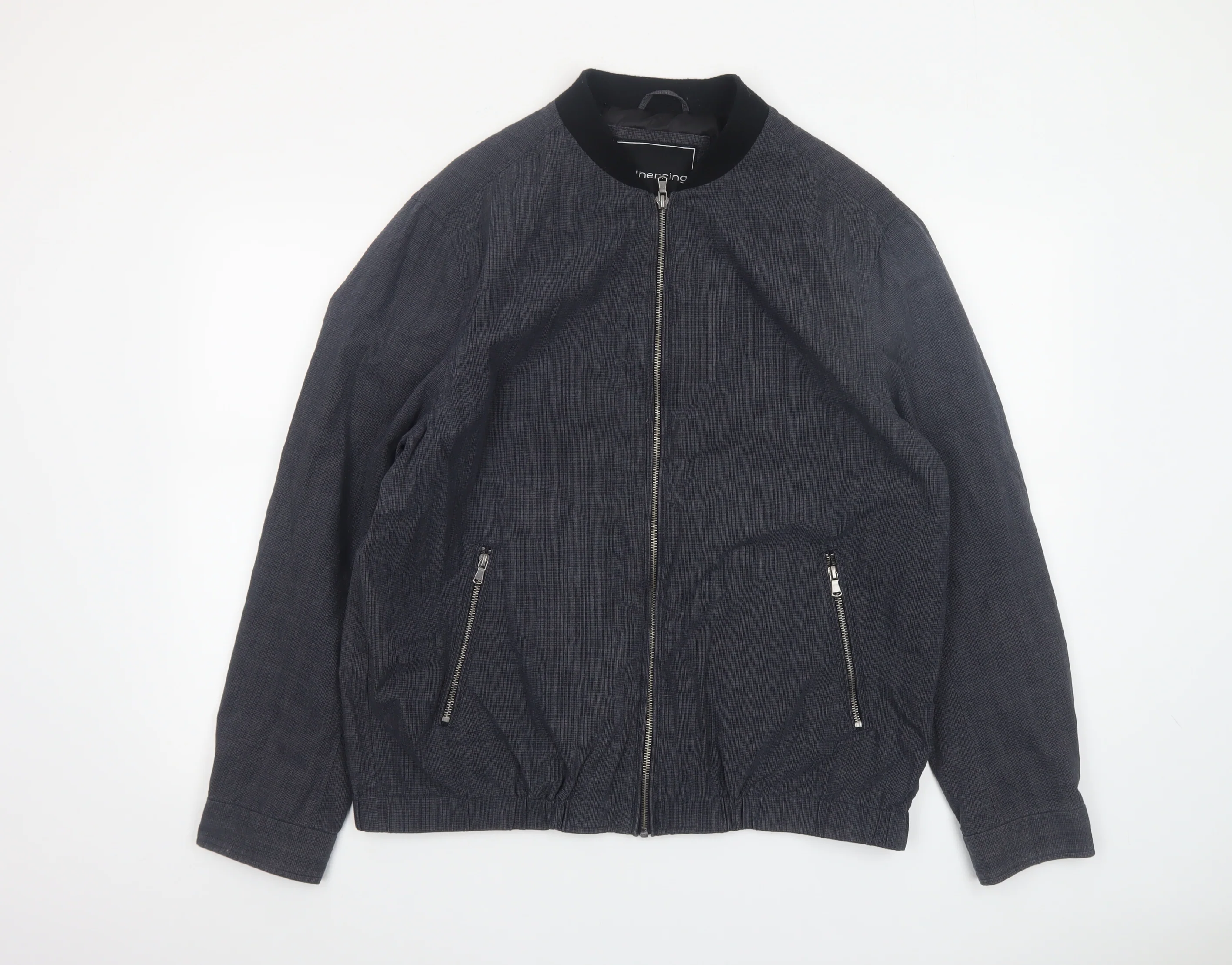 Red Herring Men's Grey Cotton Bomber Jacket Size L Casual Zip Twill