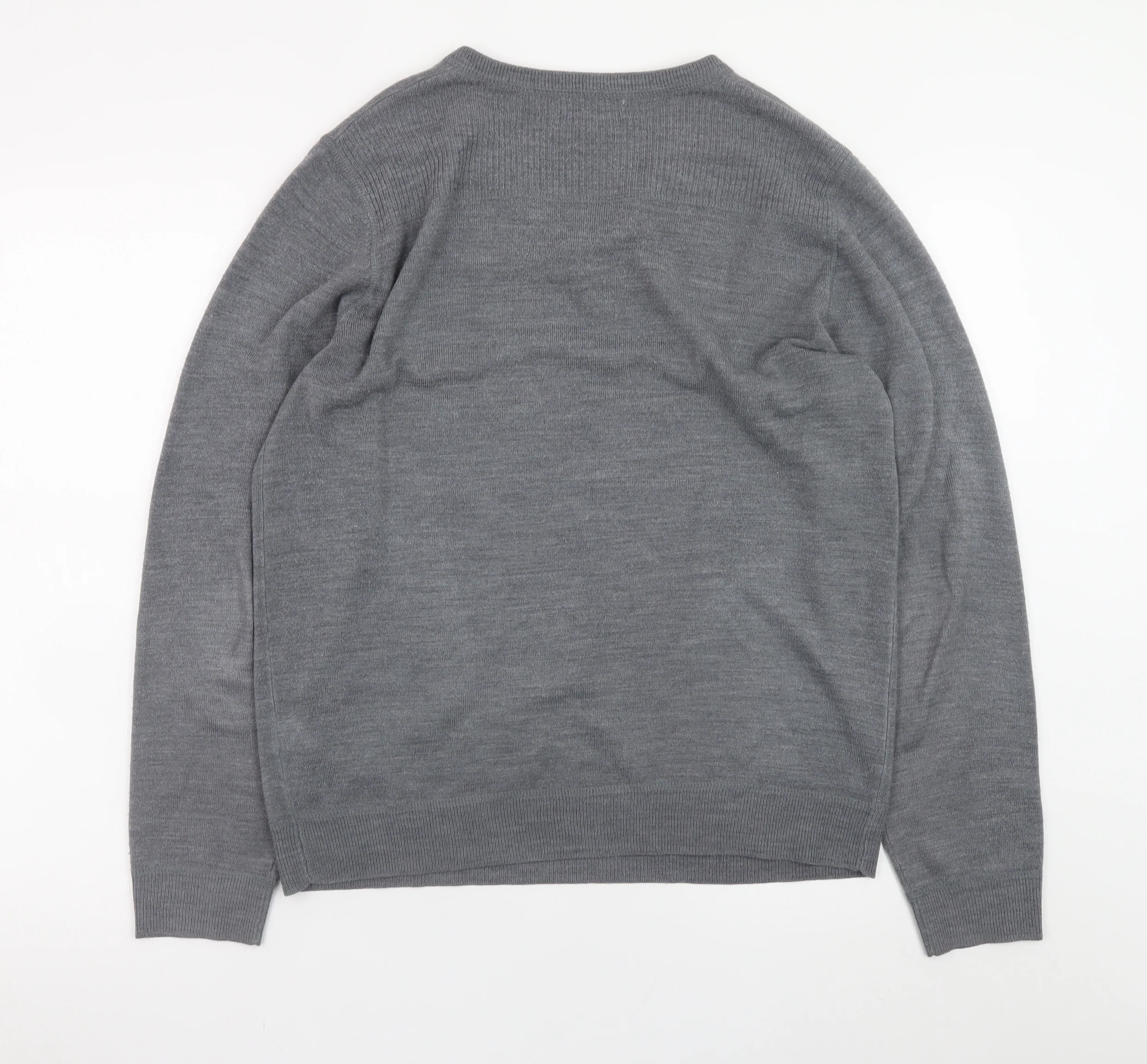 Red Herring Men's Grey V-Neck Acrylic Jumper Size L - Image 3
