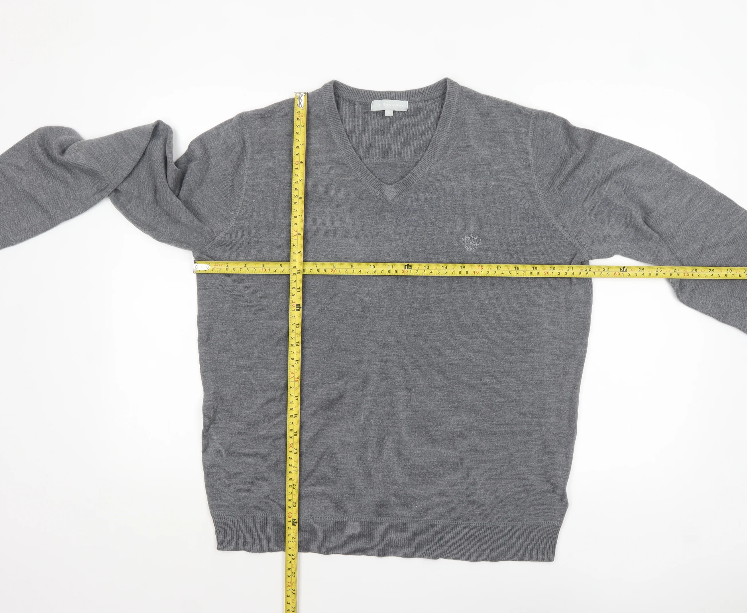 Red Herring Men's Grey V-Neck Acrylic Jumper XL Regular Fit - Image 2