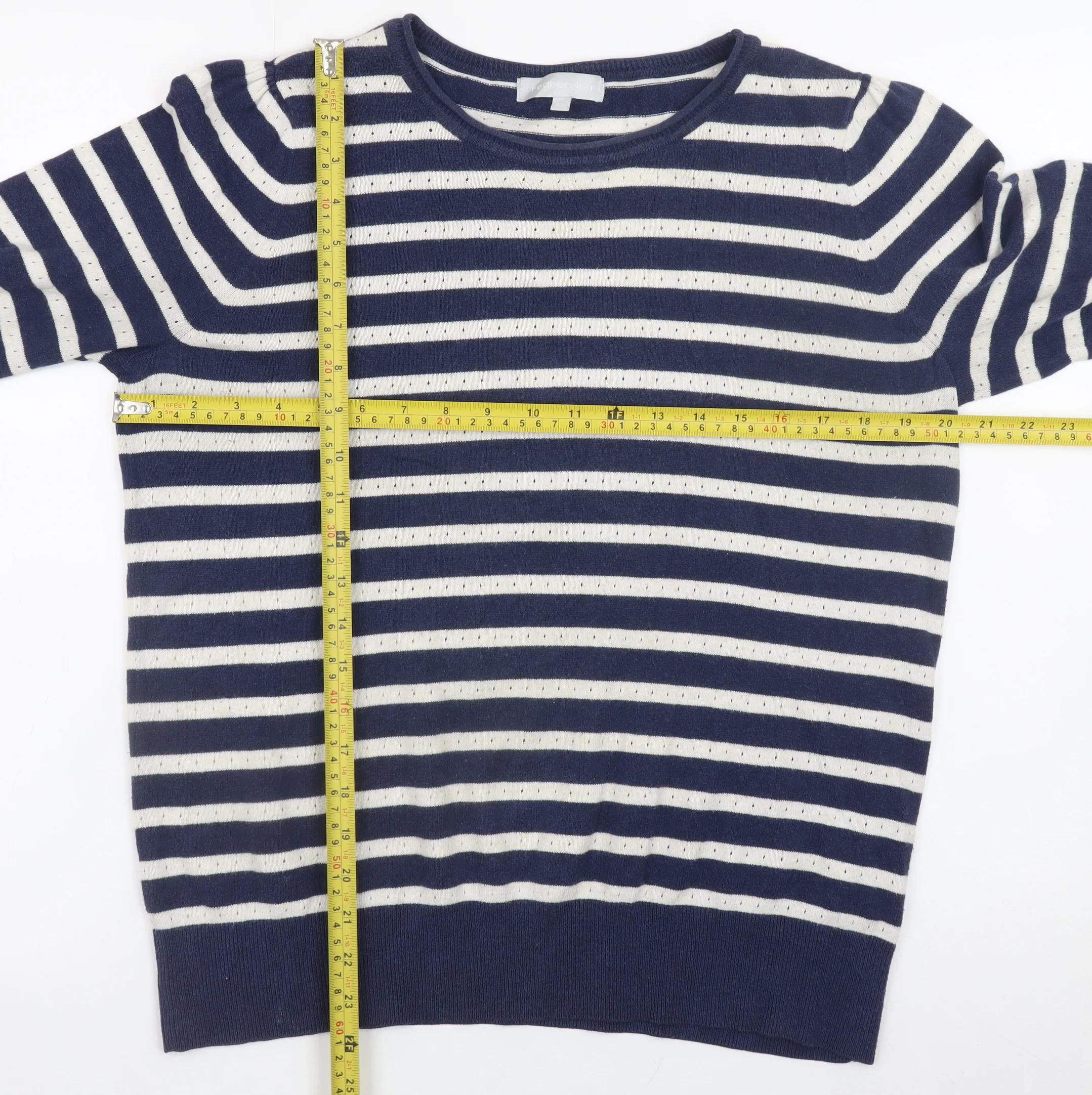 Red Herring Women’s Blue Striped Cotton Knit Jumper Size 14 - Image 2